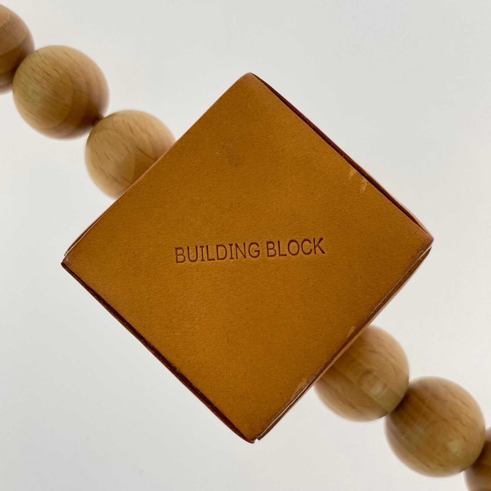 ネックレス BUILDING BLOCK ウッドボール×レザーキューブ ネックレス ブラウン