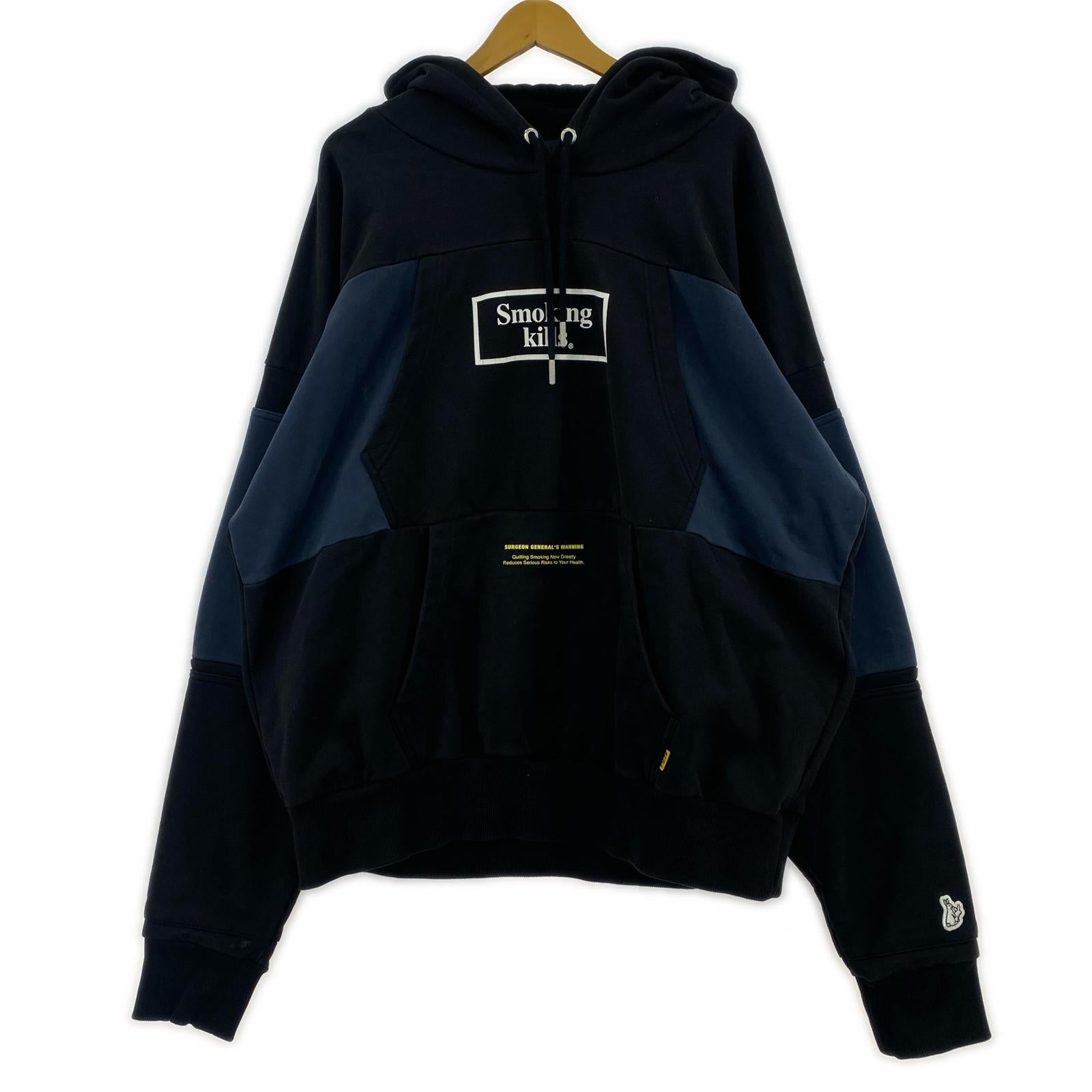 パーカー DIESEL×FR2×GR8 パッチワークパーカー ネイビー ブラック