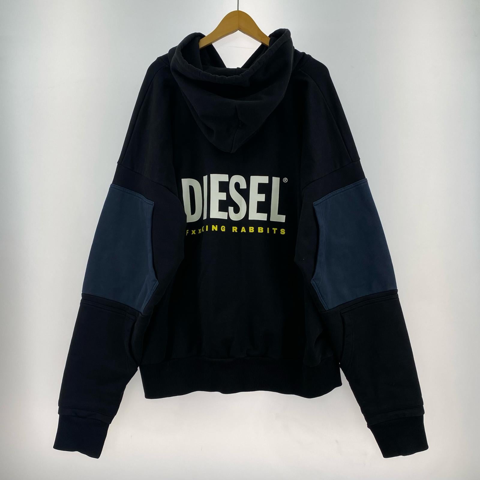 パーカー DIESEL×FR2×GR8 パッチワークパーカー ネイビー ブラック