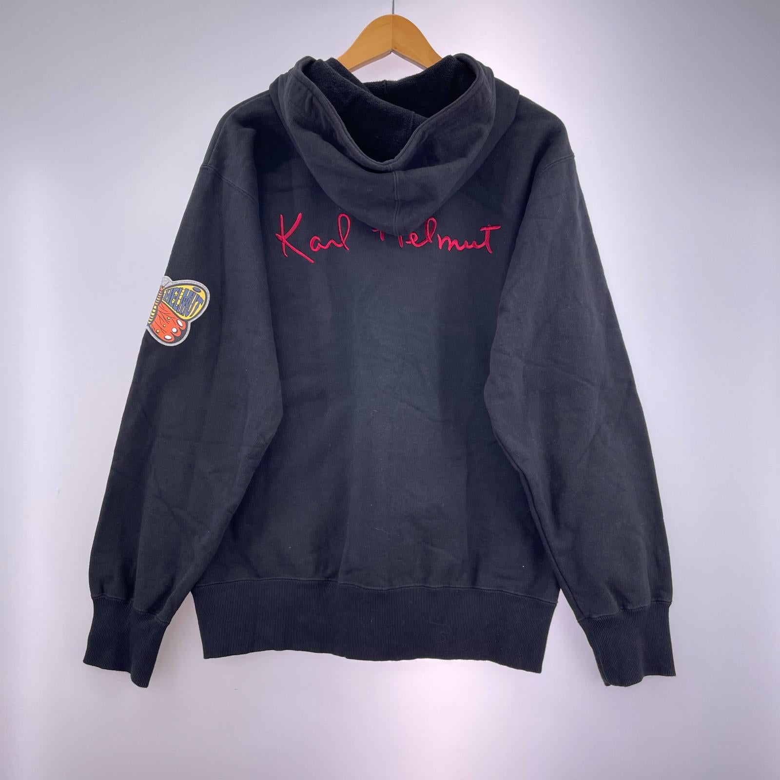 パーカー ハーフジップスウェットフーディ 黒 M ブラック