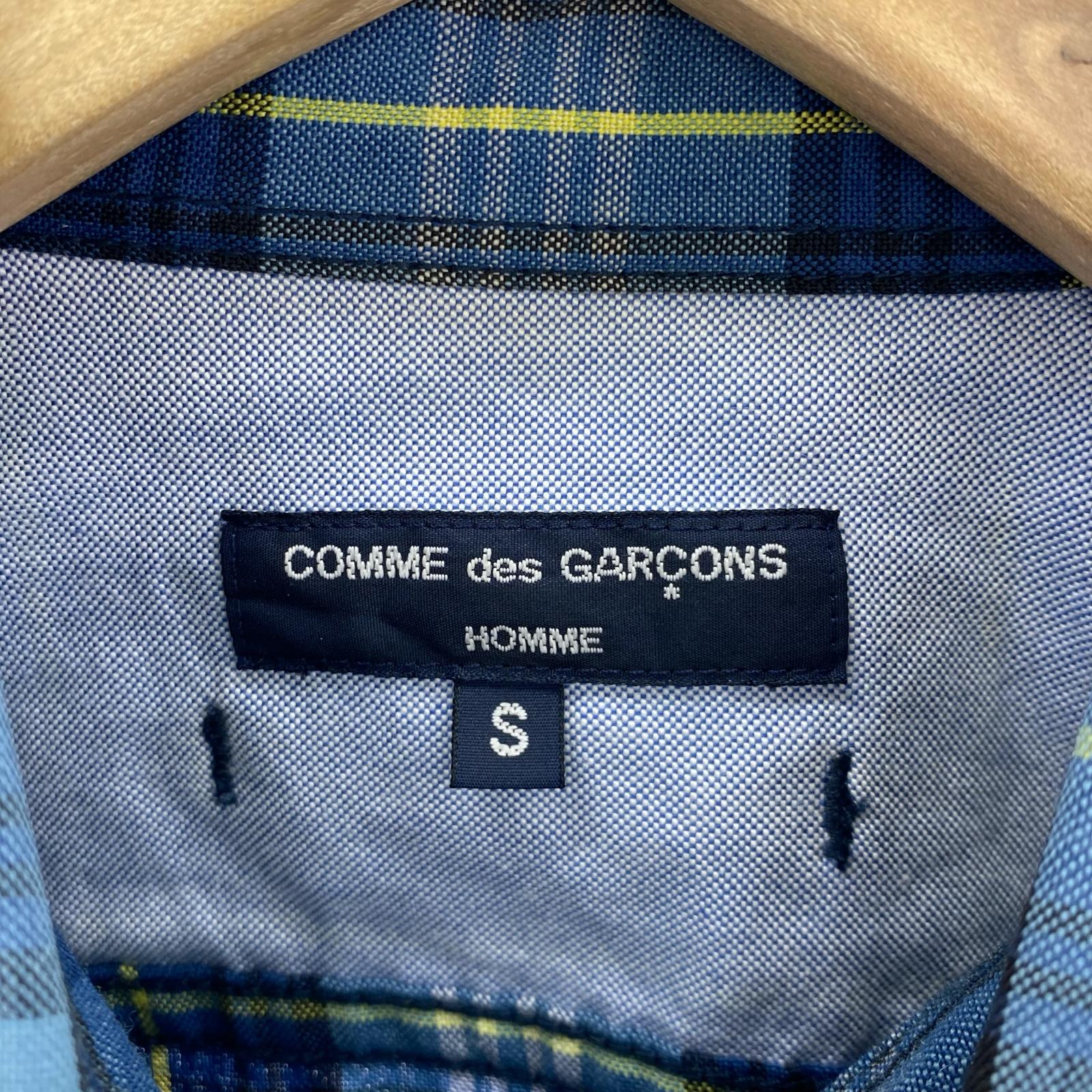 長袖シャツ COMME des GARCONS ウールチェックシャツ S ブルー S