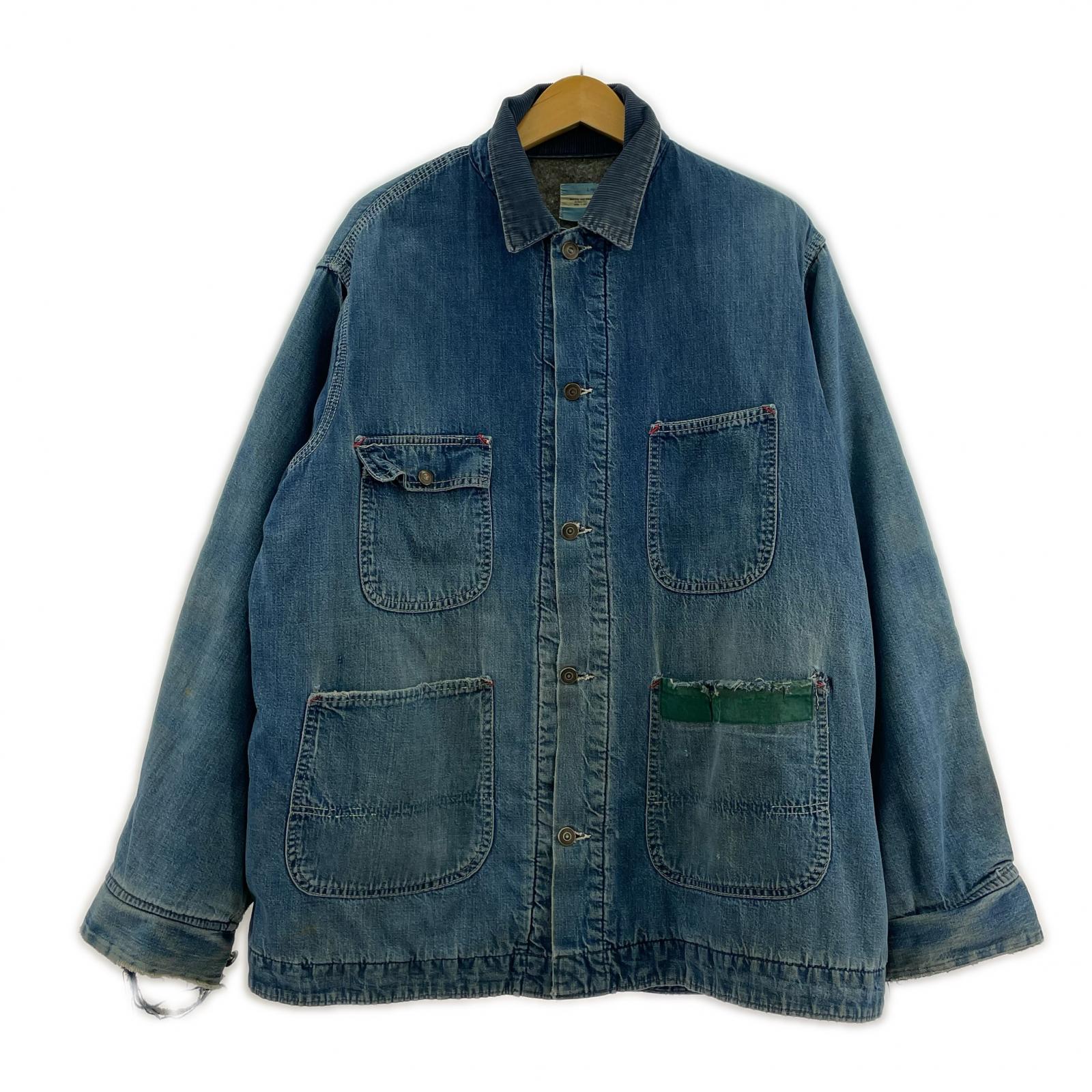 デニムジャケット 70s SEARS ブランケット デニムカバーオール (L) L ブルー