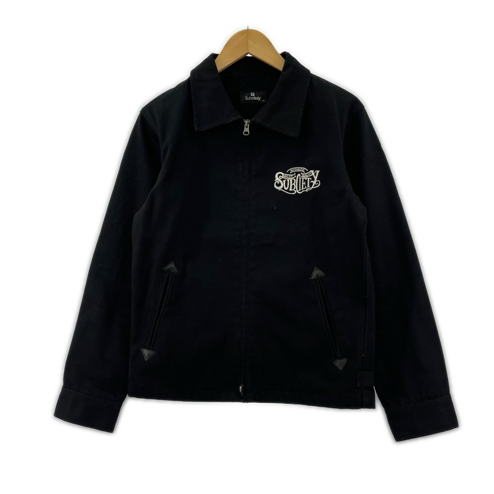 ジャケット Subciety チェーンステッチロゴワークジャケット 黒 (S) SBF9143 S ブラック