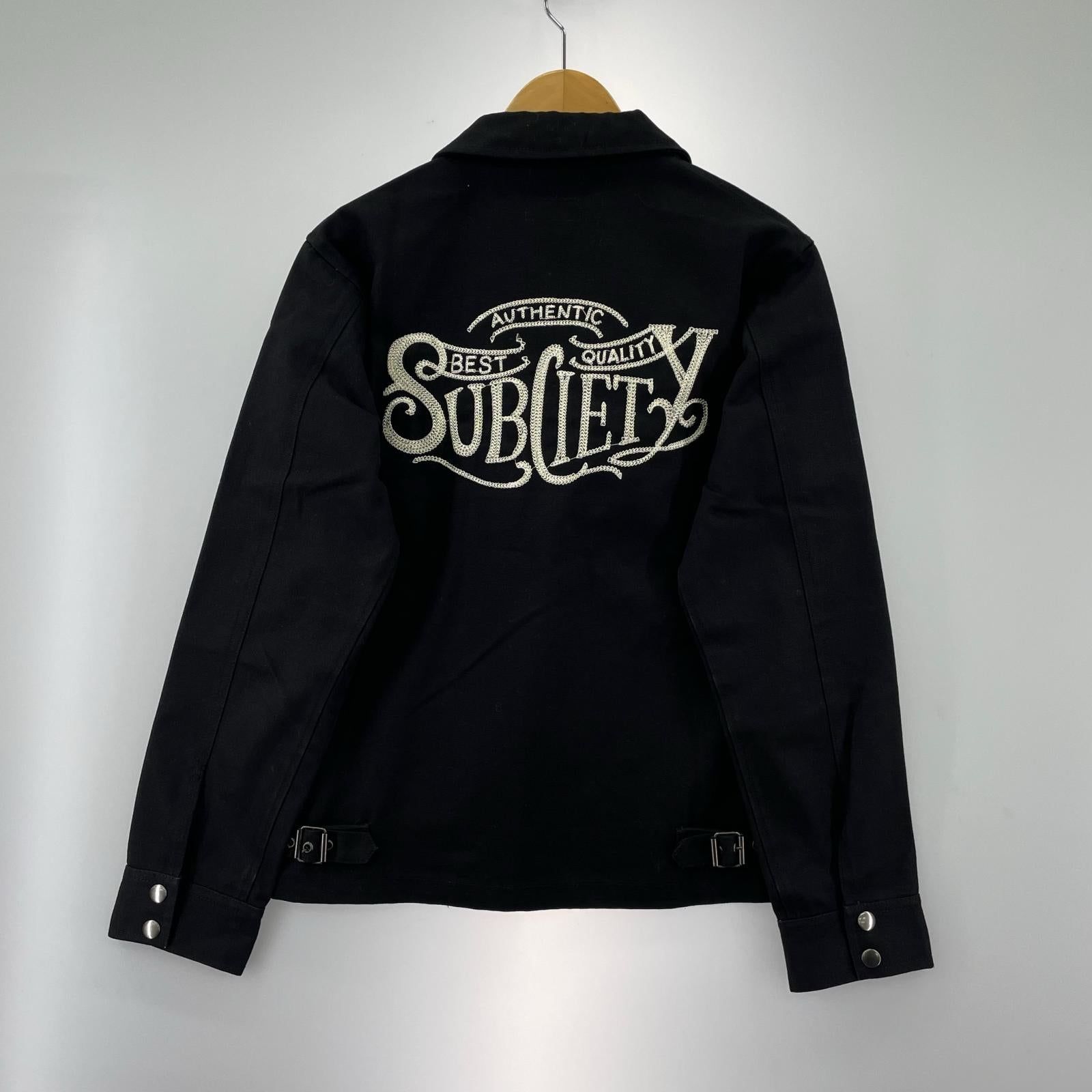 ジャケット Subciety チェーンステッチロゴワークジャケット 黒 (S) SBF9143 S ブラック