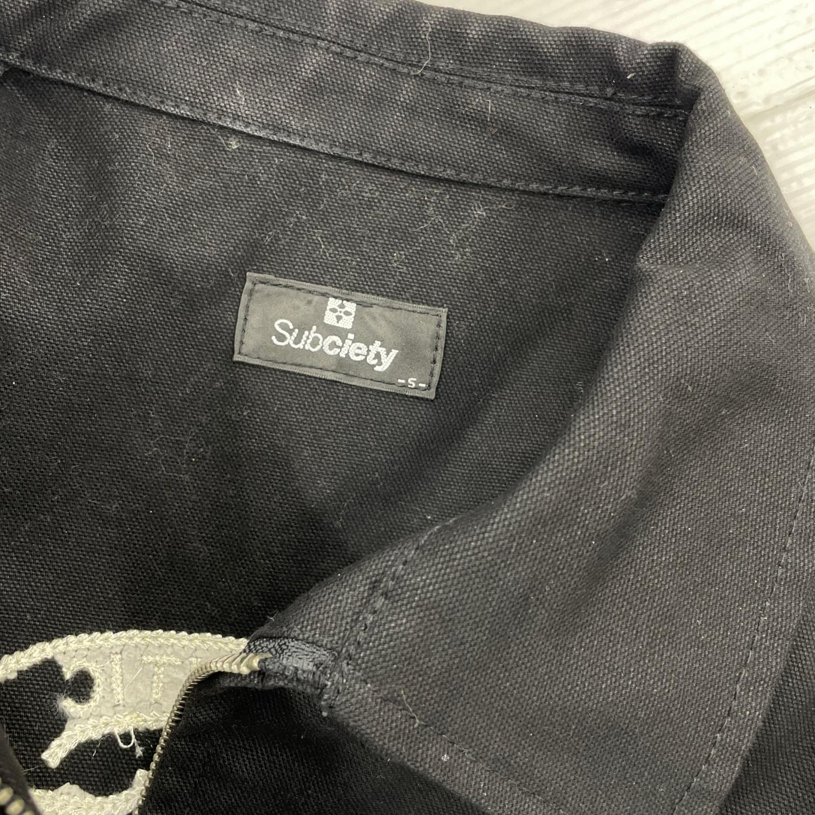 ジャケット Subciety チェーンステッチロゴワークジャケット 黒 (S) SBF9143 S ブラック