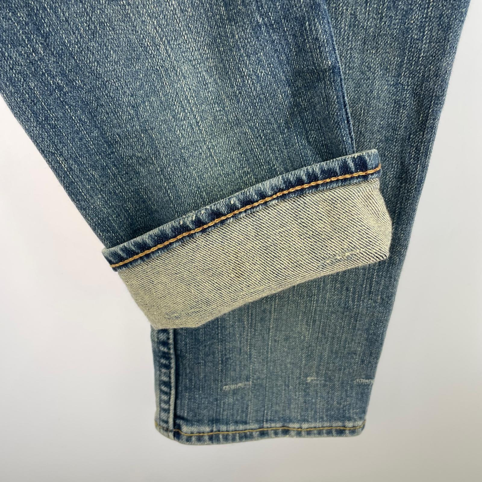 デニムパンツ ダメージ加工スタッズスキニーデニム XXS ブルー
