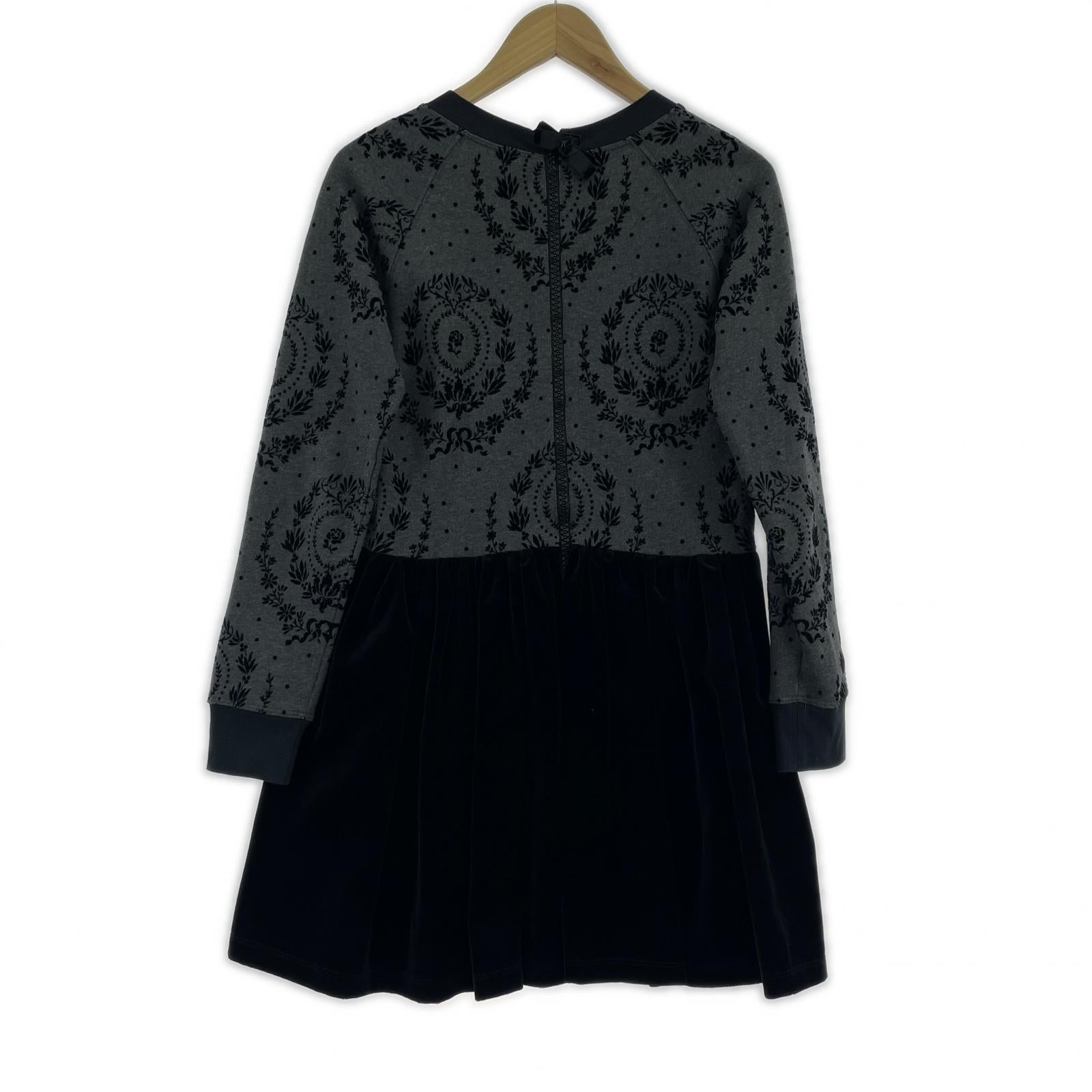 チュニック ペプラム/ベロア切替カットソー/BLK/GRY/XS ブラック