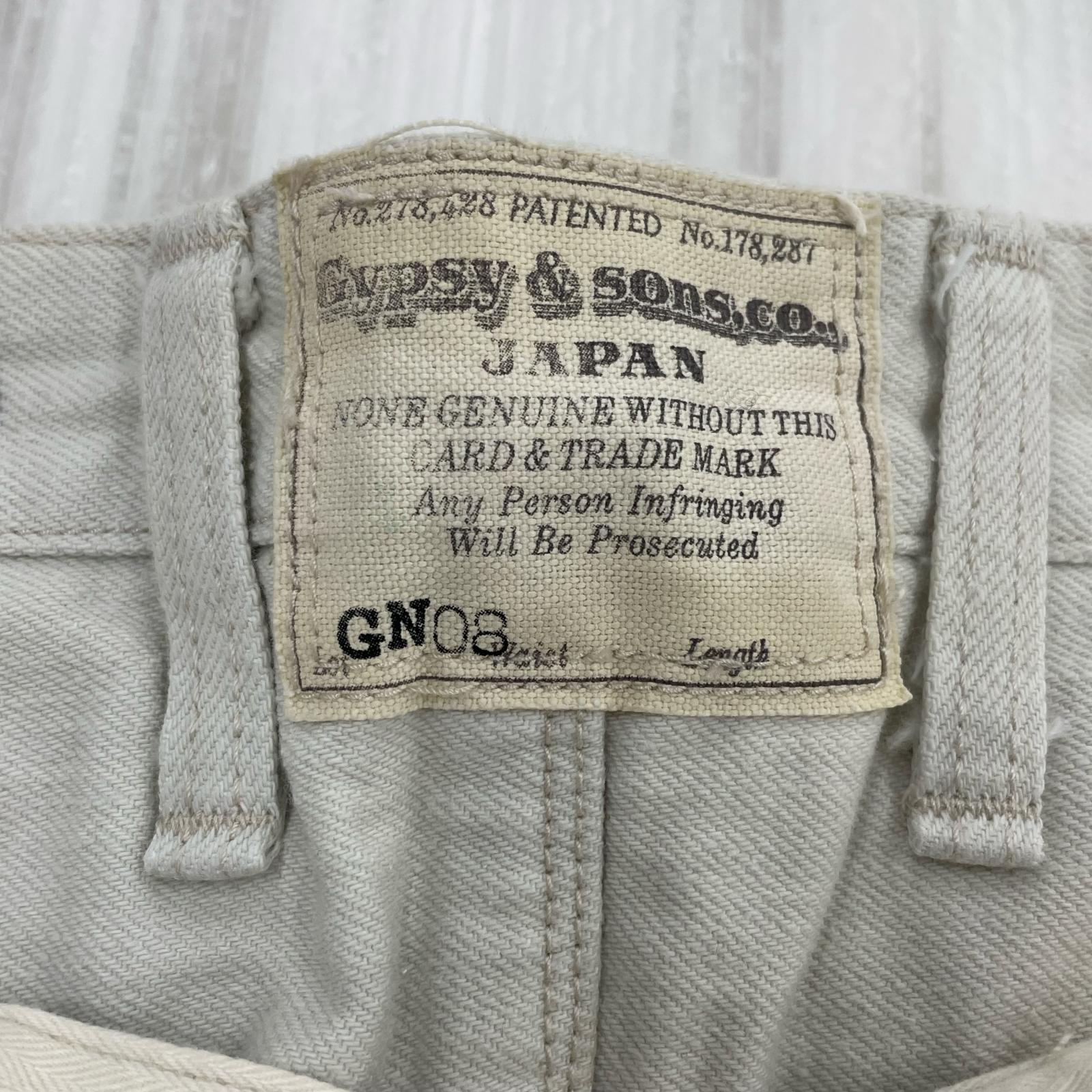 デニムパンツ GYPSY&SONS GN08 ボタンフライ シンチバック 白 M ホワイト