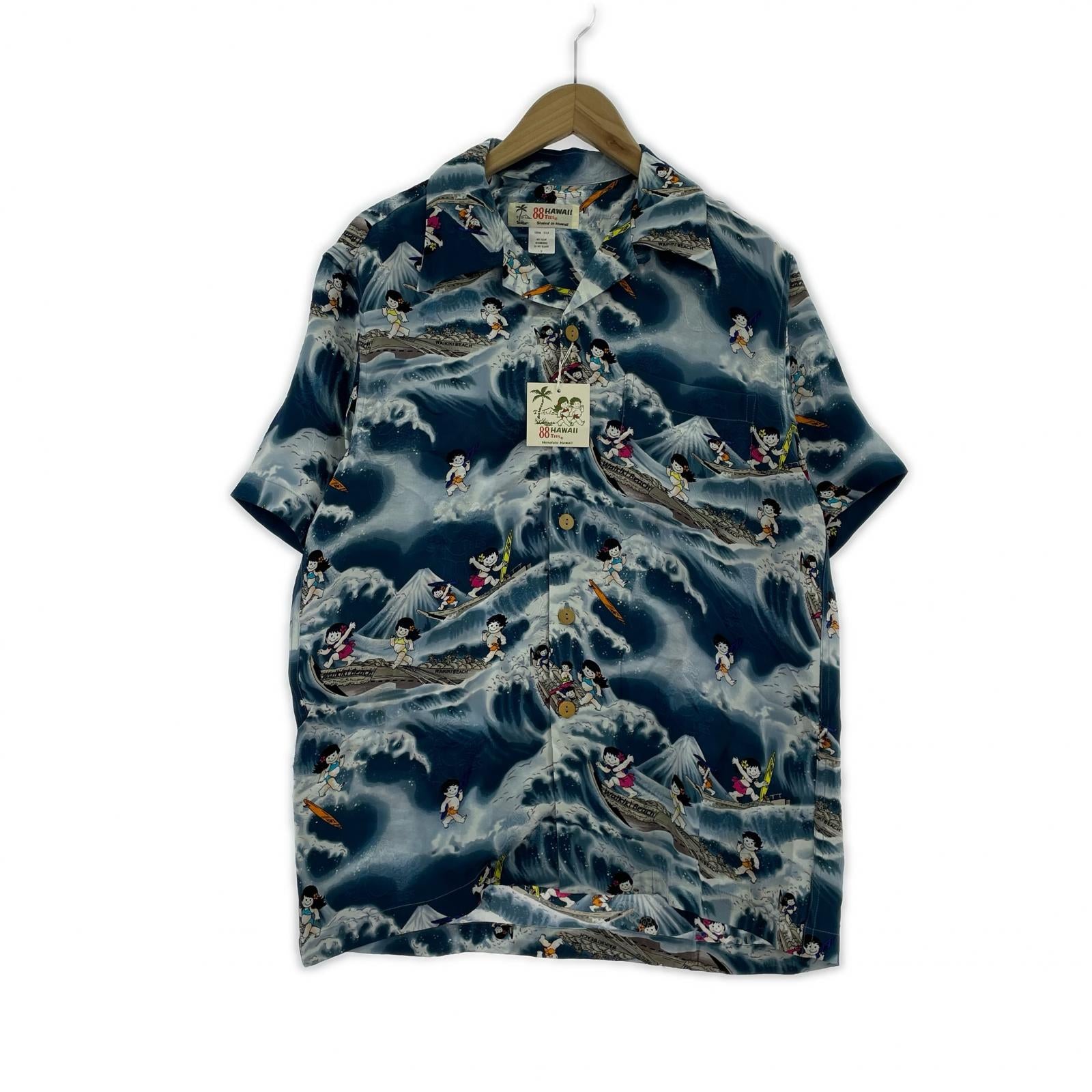 半袖シャツ 88 TEES アロハシャツ SILK S ブルー