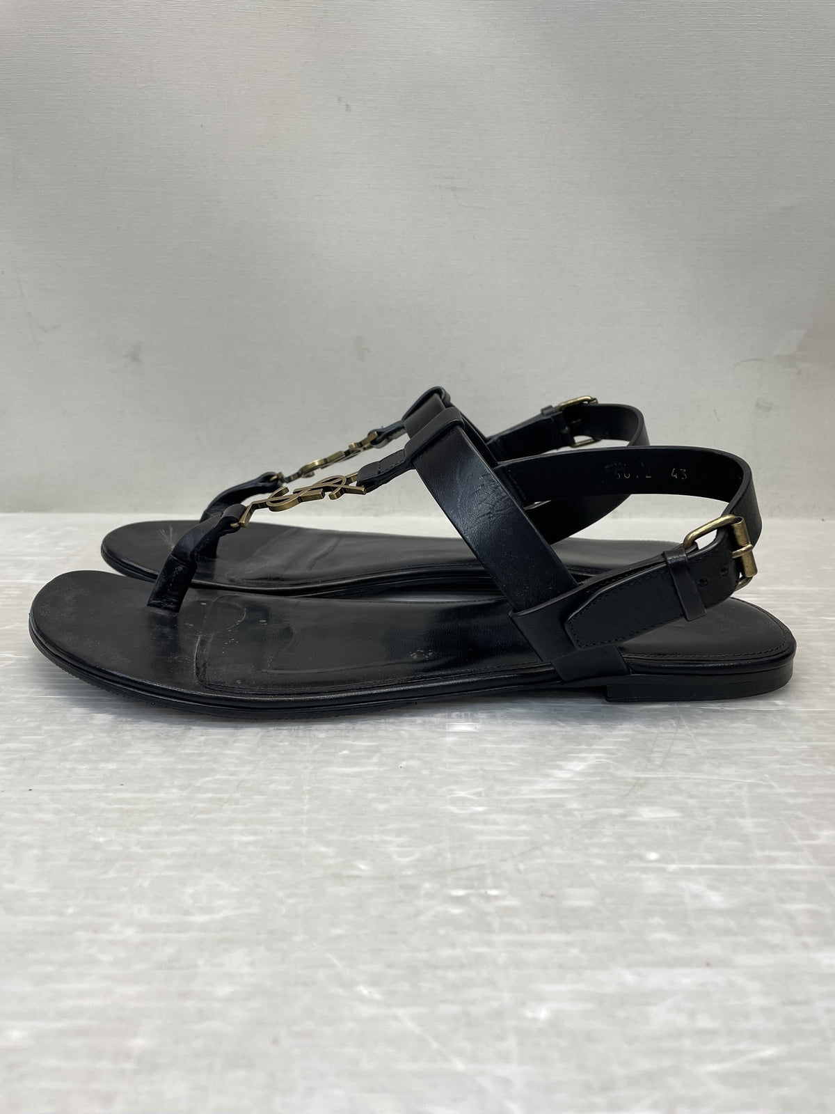 SAINT LAURENT PARIS YSLロゴ ストラップ サンダル 43 ブラック