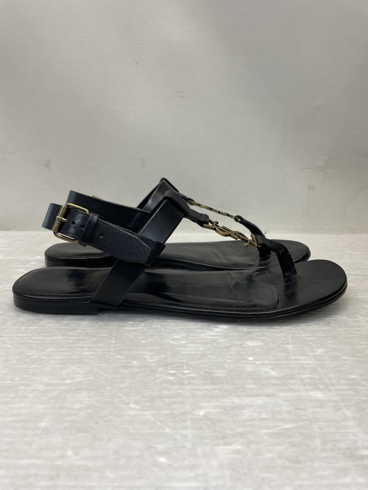 SAINT LAURENT PARIS YSLロゴ ストラップ サンダル 43 ブラック