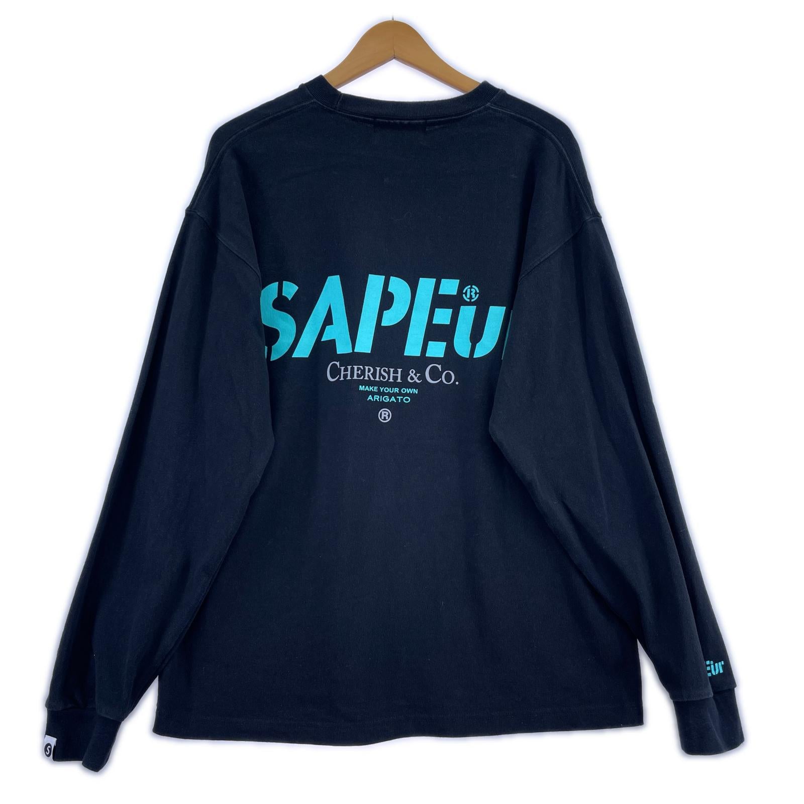 スウェット SAPeur×CHERISH&Co. CREWNECK SWEAT 黒 (M) M ブラック