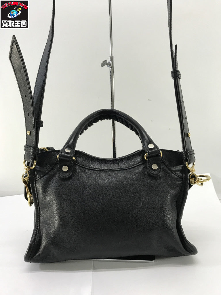 Black Calfskin Metal Plate Mini City