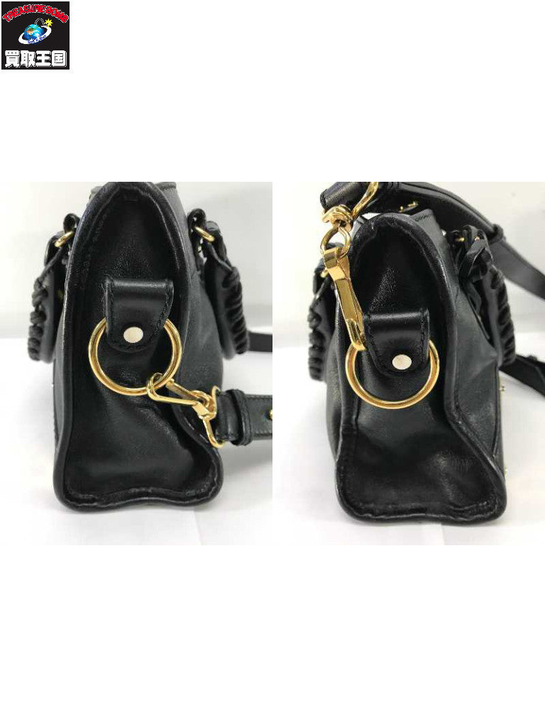 Black Calfskin Metal Plate Mini City