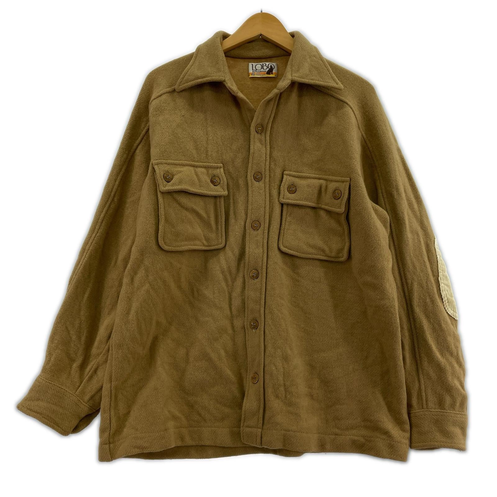 長袖シャツ LOBO by PENDLETON 70s ウールシャツ ボードシャツ キャメル (L) L
