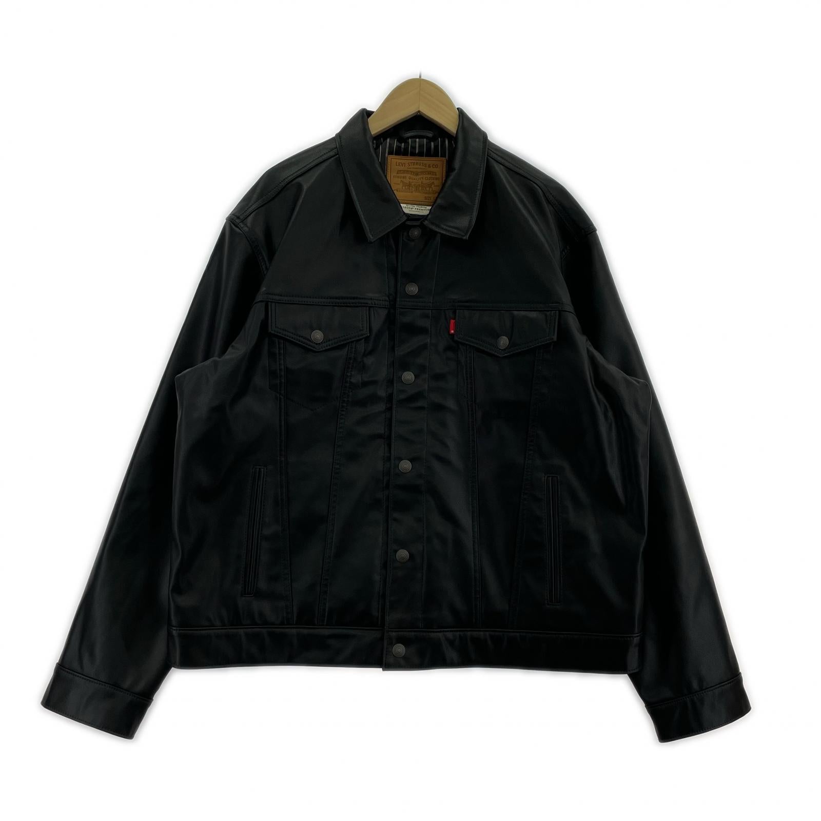 レザージャケット LEATHER TRUCKER JACKET XL ブラック