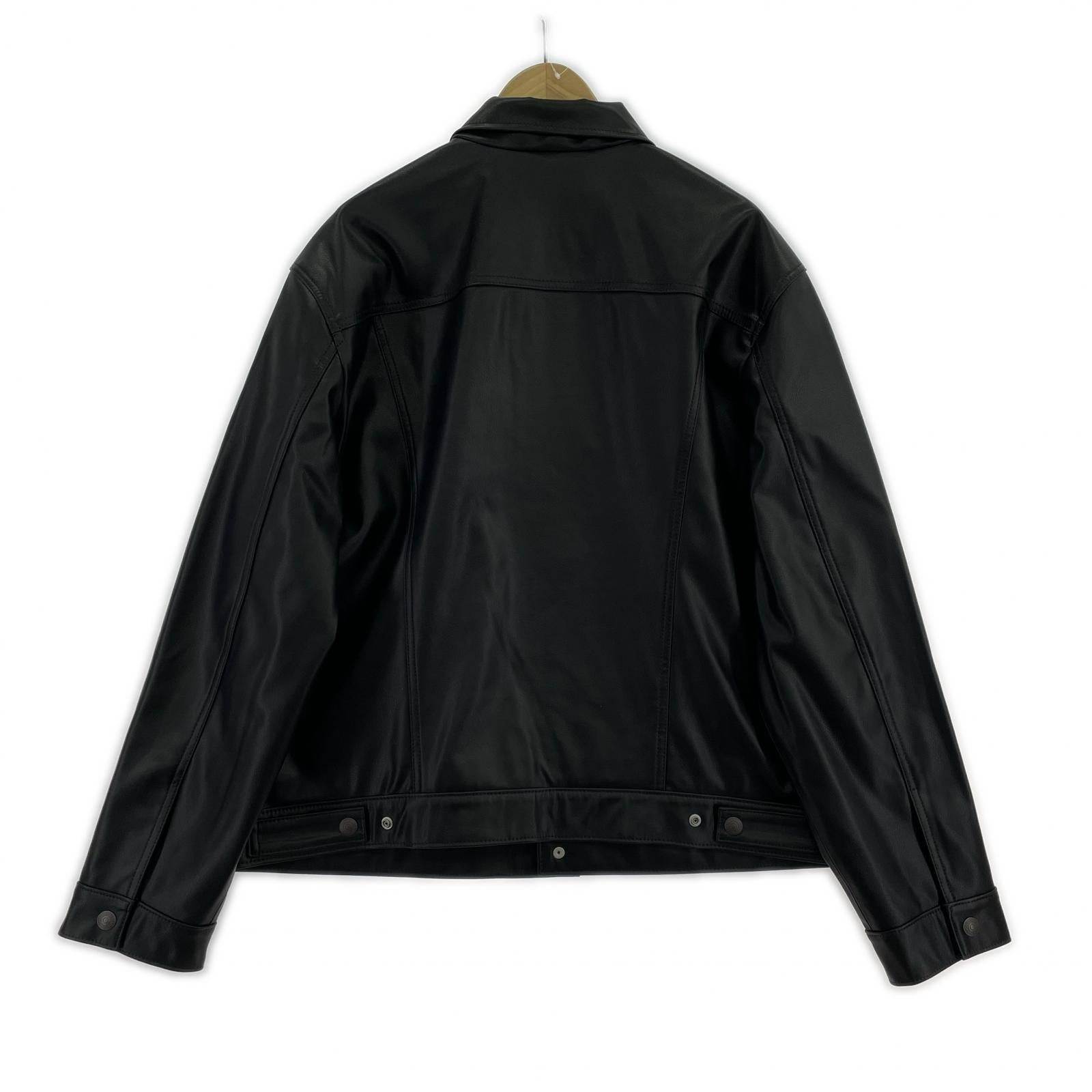レザージャケット LEATHER TRUCKER JACKET XL ブラック