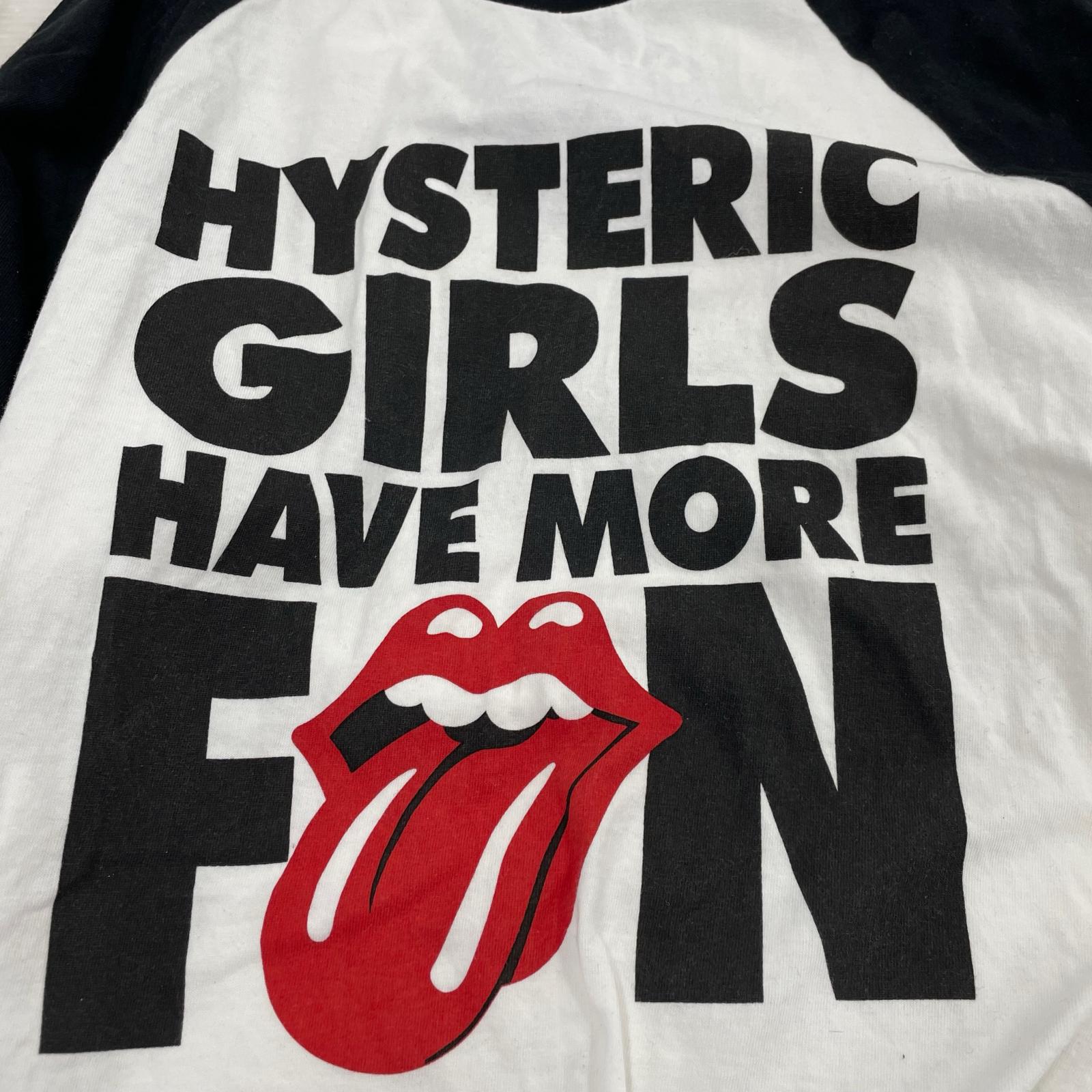 長袖Tシャツ ×ROLLING STONES ラグランT 黒白 S