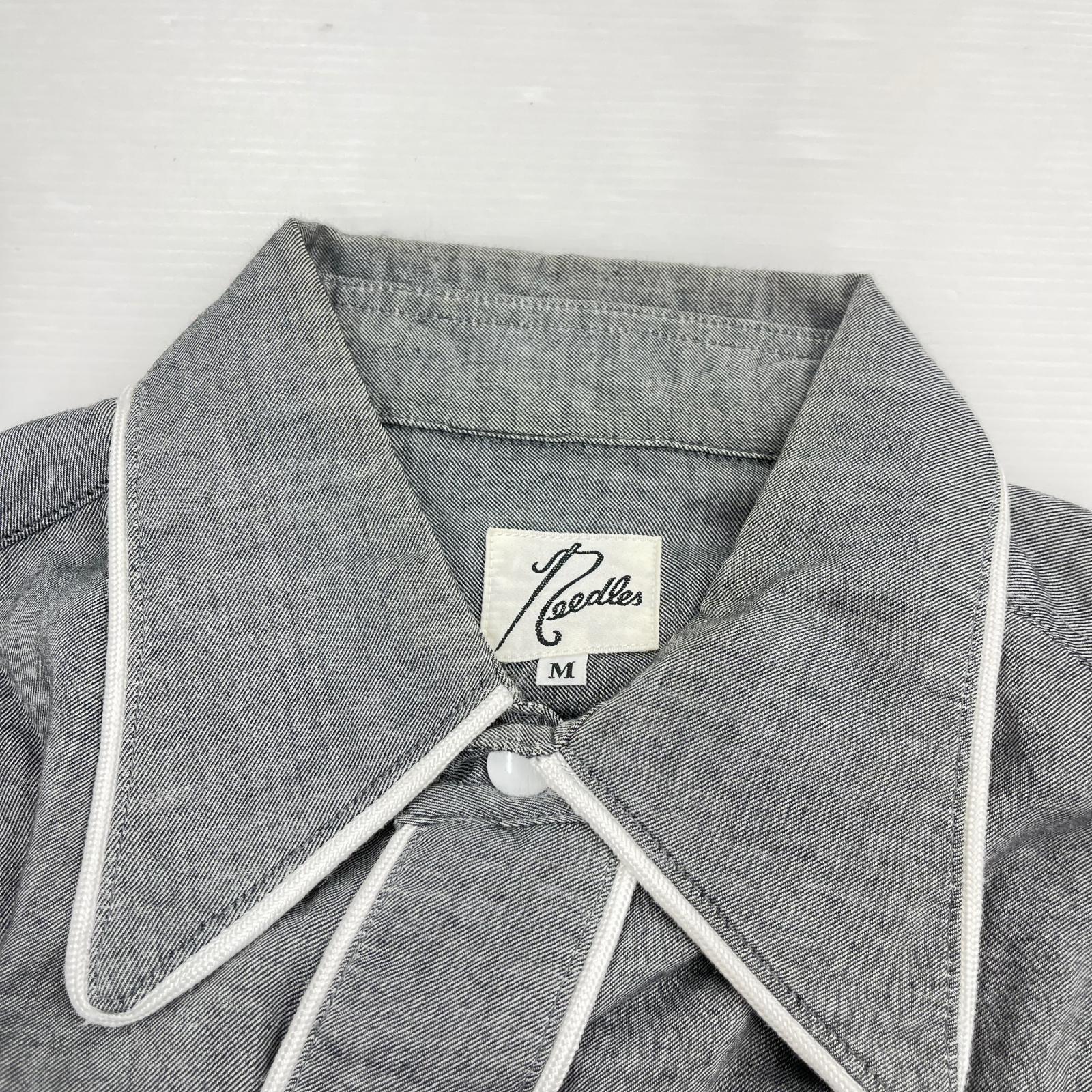 長袖シャツ パイピング ウエスタンシャツ グレー M M