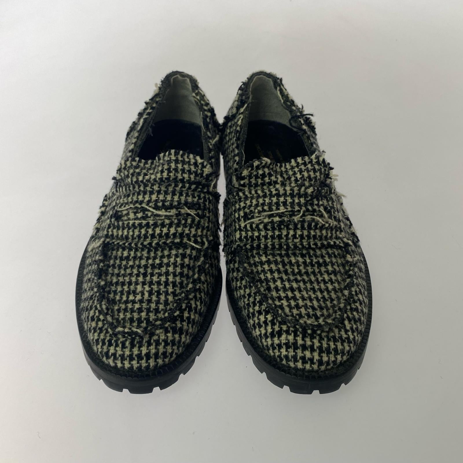 シューズ HOMME PLUS 千鳥 ツイード ローファー 25 25cm (US7 UK6 1/2 EU40)
