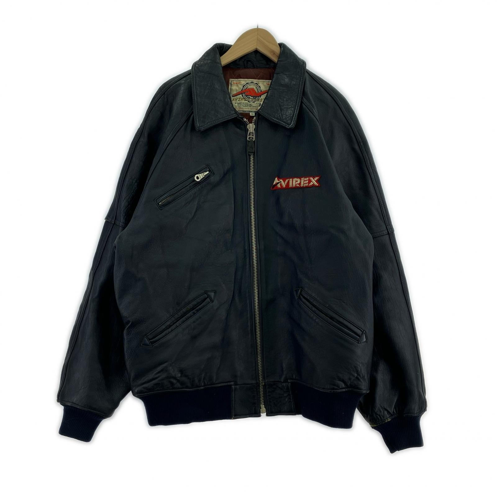 レザージャケット ラムレザージャケット ネイビ- XL ネイビー