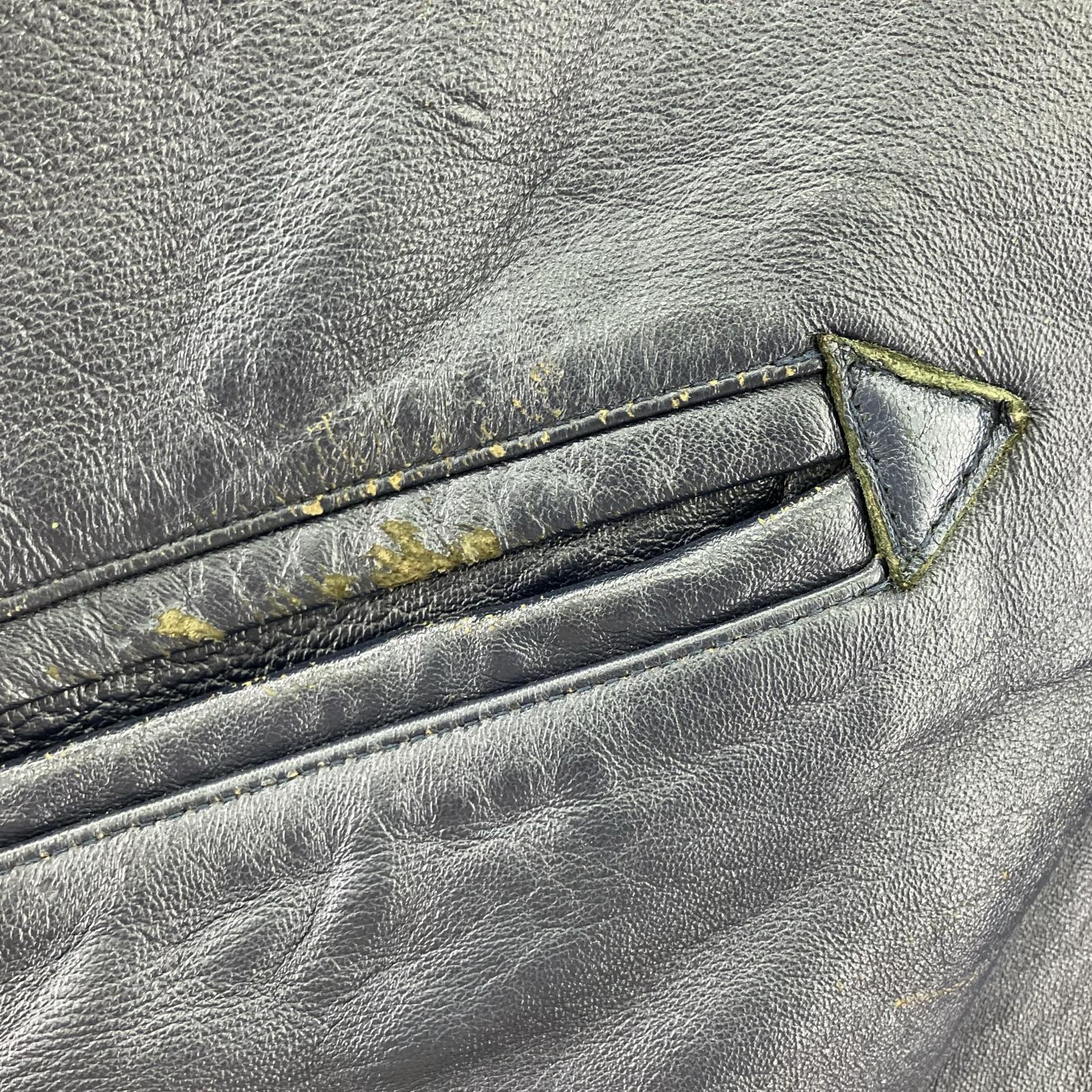 レザージャケット ラムレザージャケット ネイビ- XL ネイビー