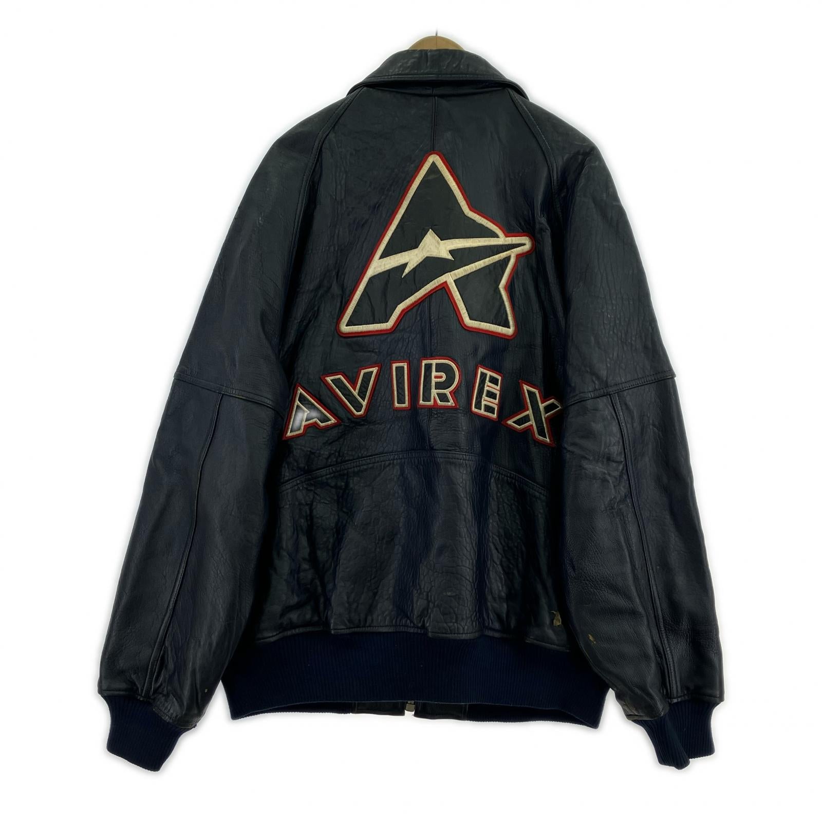 レザージャケット ラムレザージャケット ネイビ- XL ネイビー