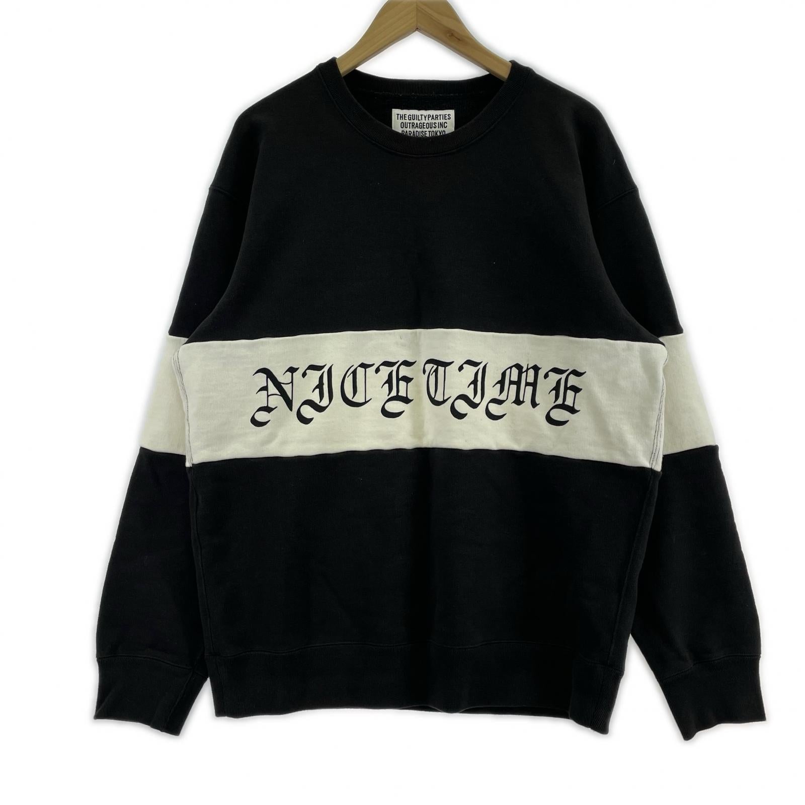 スウェット TWO-TONE CREW NECK SWEAT SHIRT/M M ブラック