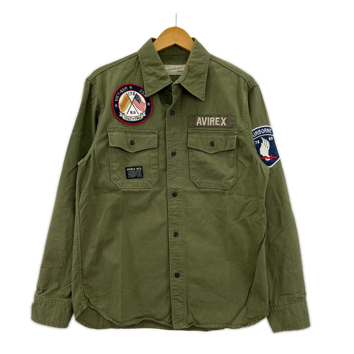 長袖シャツ AVIREX スーベニアシャツ オリーブ 6165135 (M) M グリーン