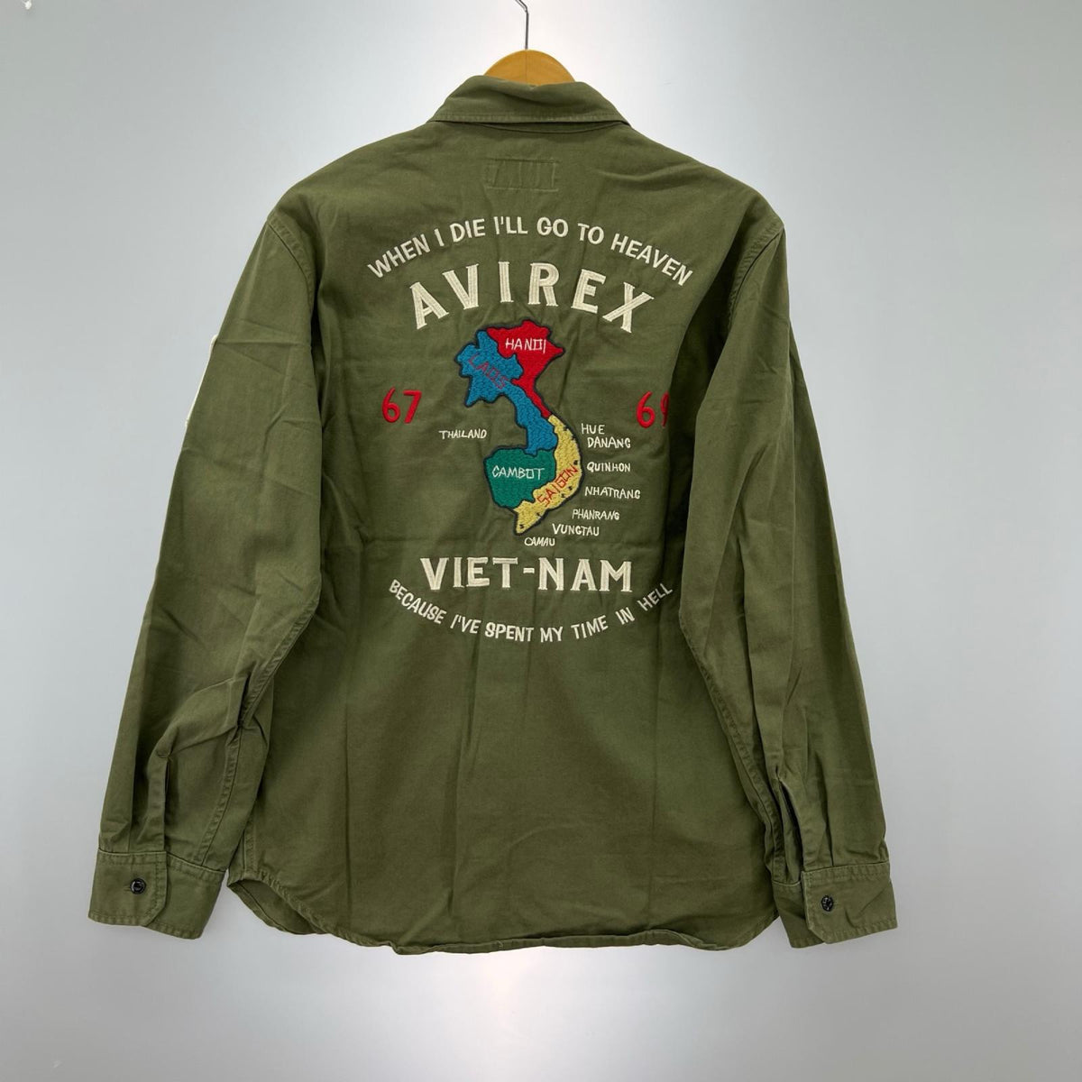 長袖シャツ AVIREX スーベニアシャツ オリーブ 6165135 (M) M グリーン