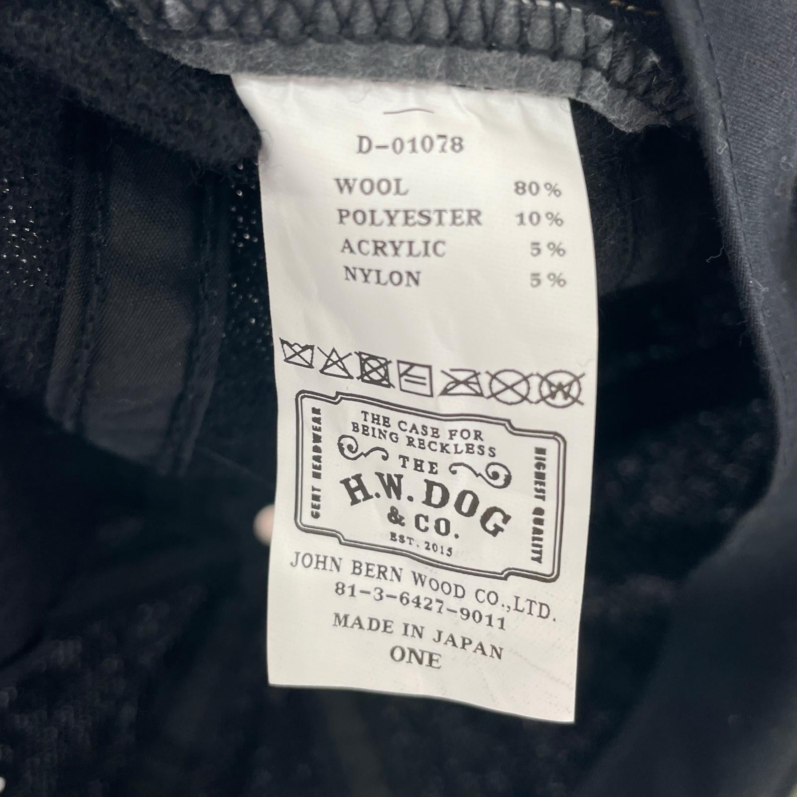 キャスケット THE H.W.DOG&CO WASHED HUNTING D-01078 黒 ブラック