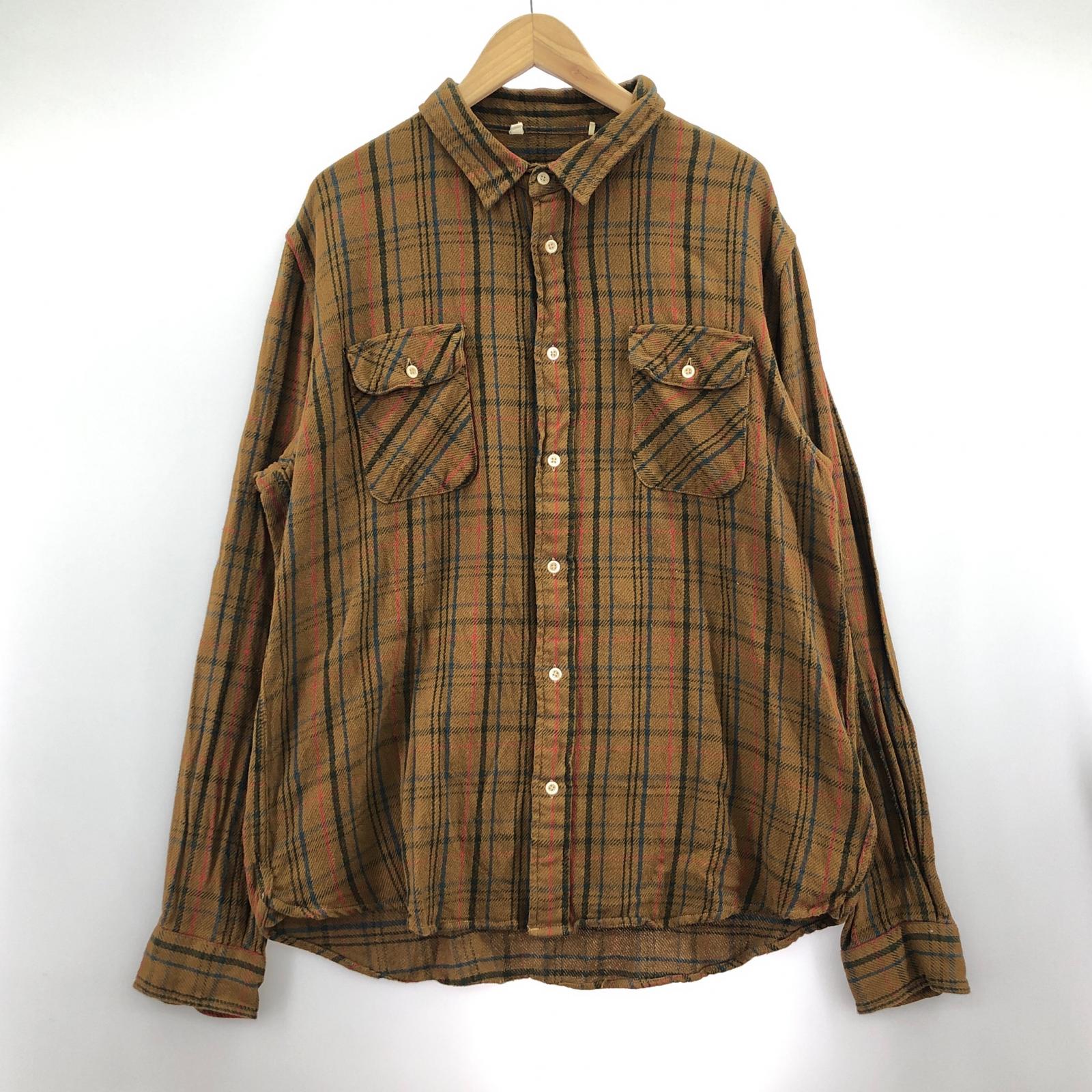 長袖シャツ LEVI'S VINTAGE CLOTHING SHORT HORN SHIRT チェック 茶 (XL) ブラウン
