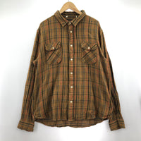 長袖シャツ LEVI'S VINTAGE CLOTHING SHORT HORN SHIRT チェック 茶 (XL) ブラウン