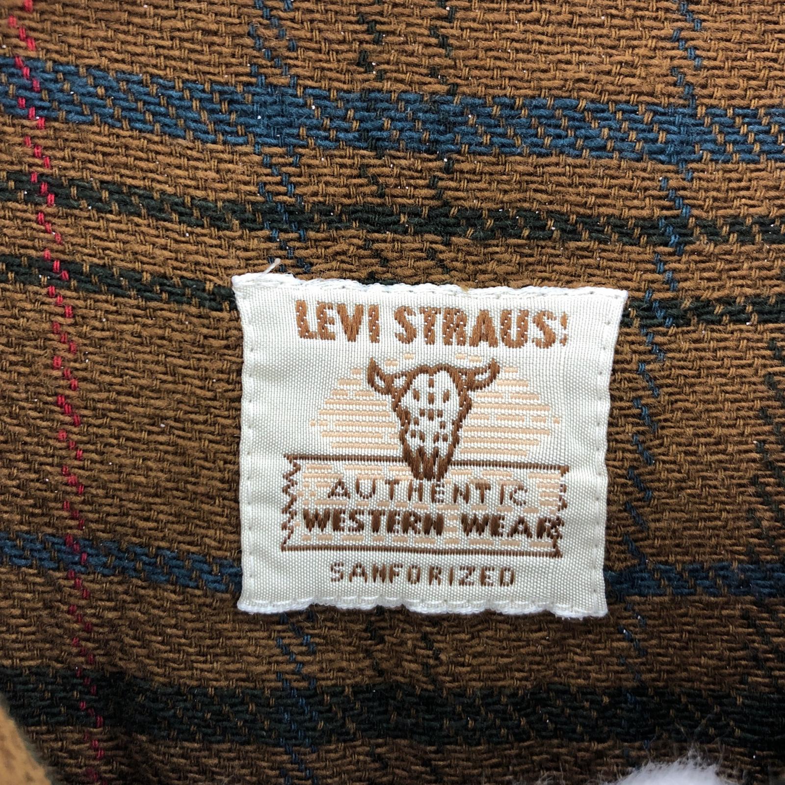 長袖シャツ LEVI'S VINTAGE CLOTHING SHORT HORN SHIRT チェック 茶 (XL) ブラウン