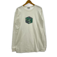 長袖Tシャツ STUSSY 立方体ロゴ プリントロンTee M ホワイト M ホワイト
