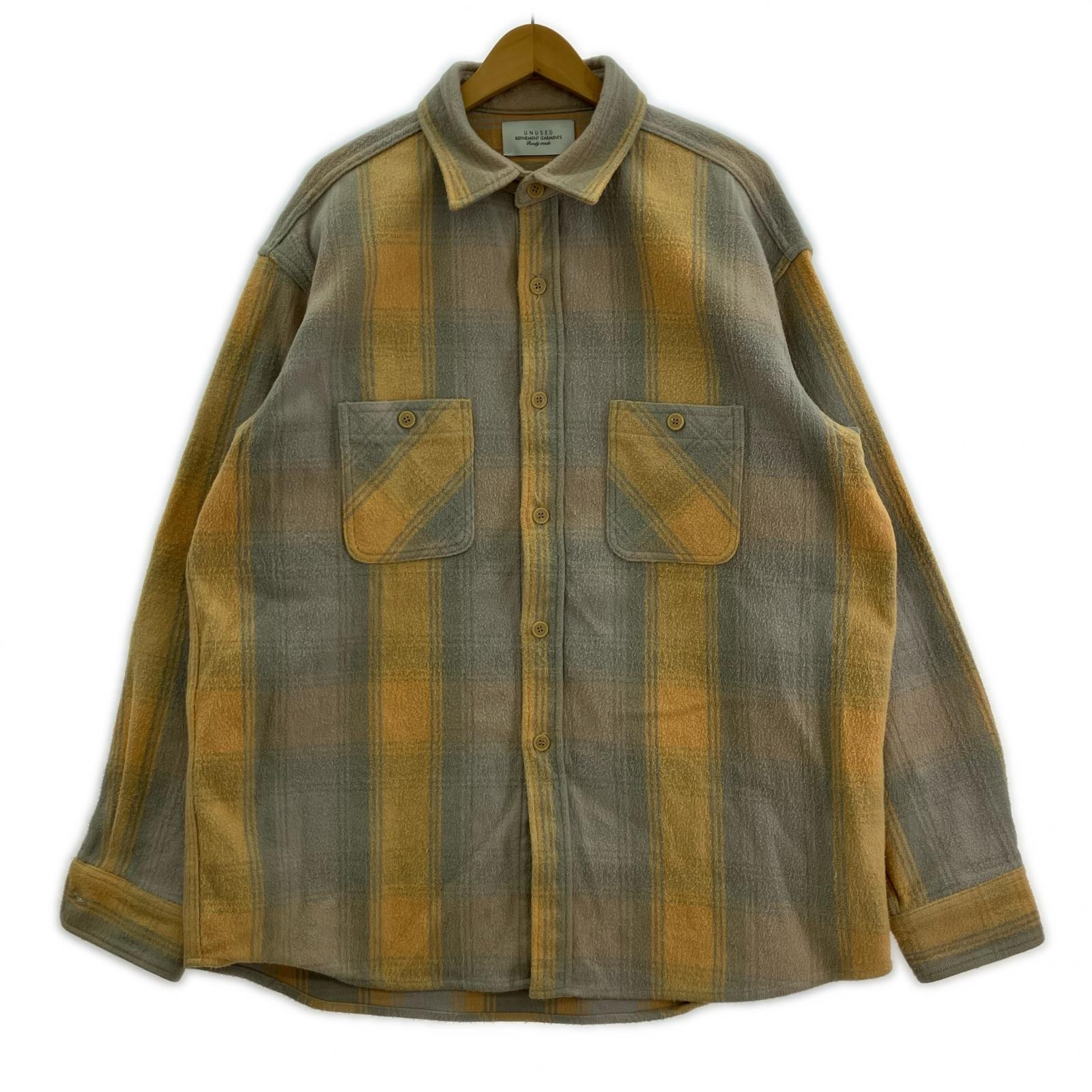 長袖シャツ UNUSED 21AW Check Shirt US2094 黄 (3) 3