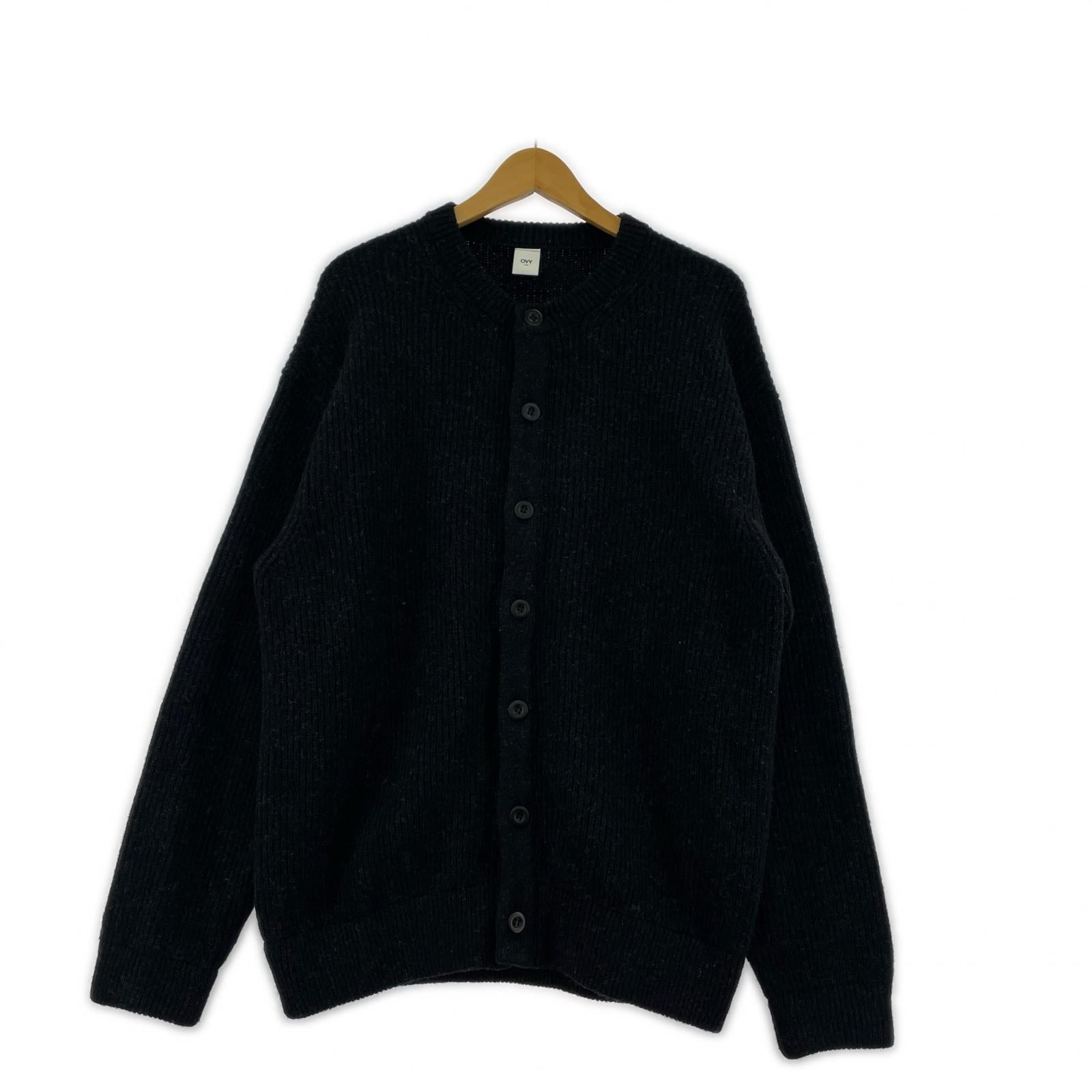 ニット OVY ウール カーディガン 黒 (M) M ブラック