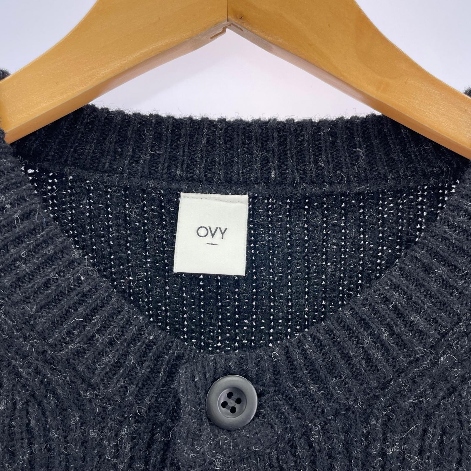 ニット OVY ウール カーディガン 黒 (M) M ブラック