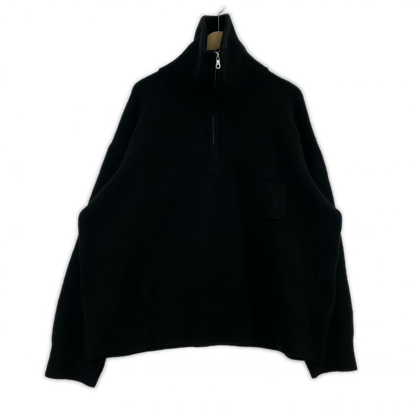 ニット SEEALL YAK ZIP PULL SWEATER ハーフジップヤクニット F ブラック フリー ブラック
