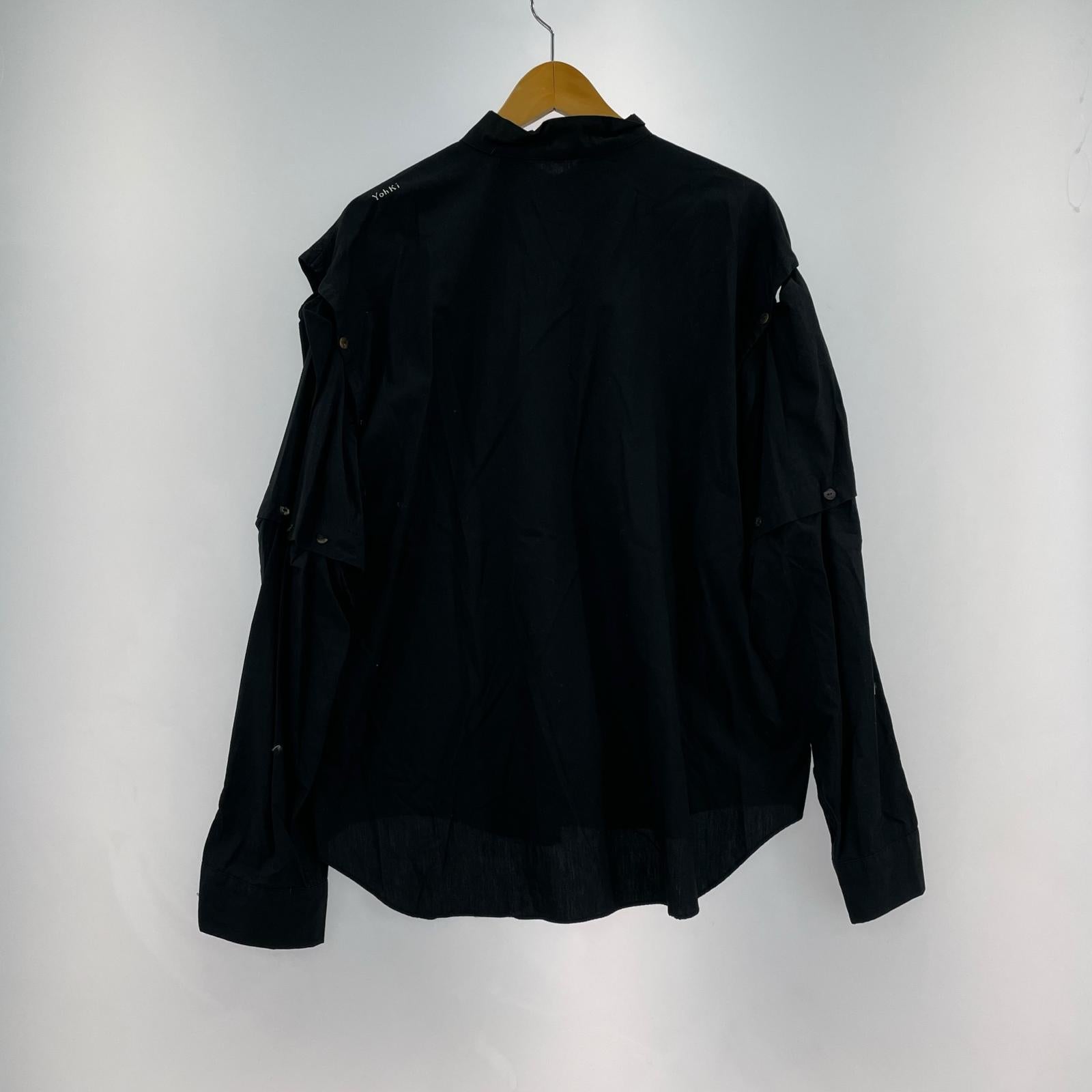 長袖シャツ YohKi/変形stand collar shirt ブラック