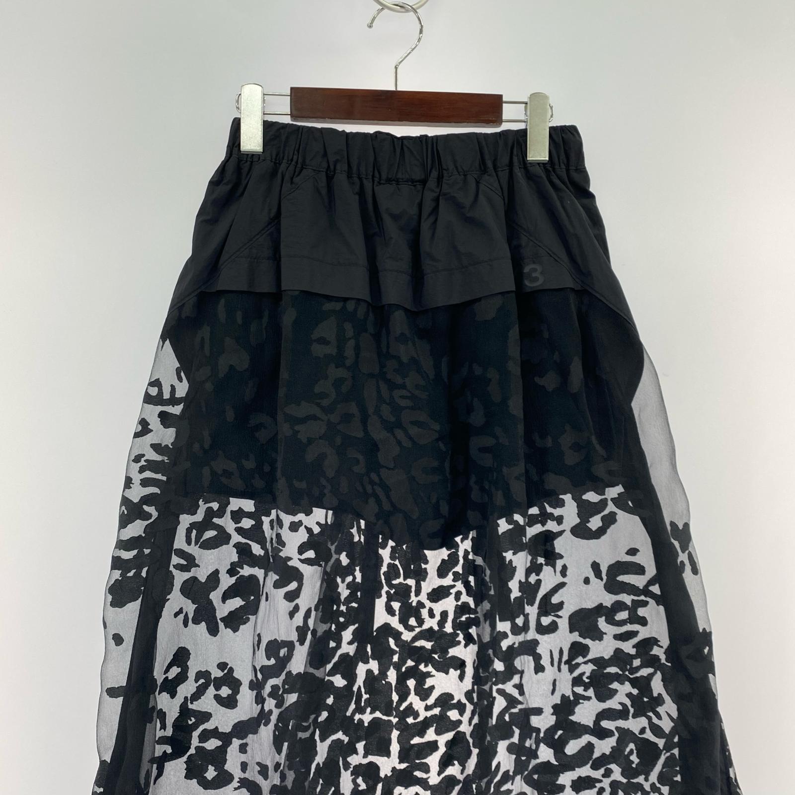ロングスカート W SHEER LEOPARD SKIRT (XS) ブラック