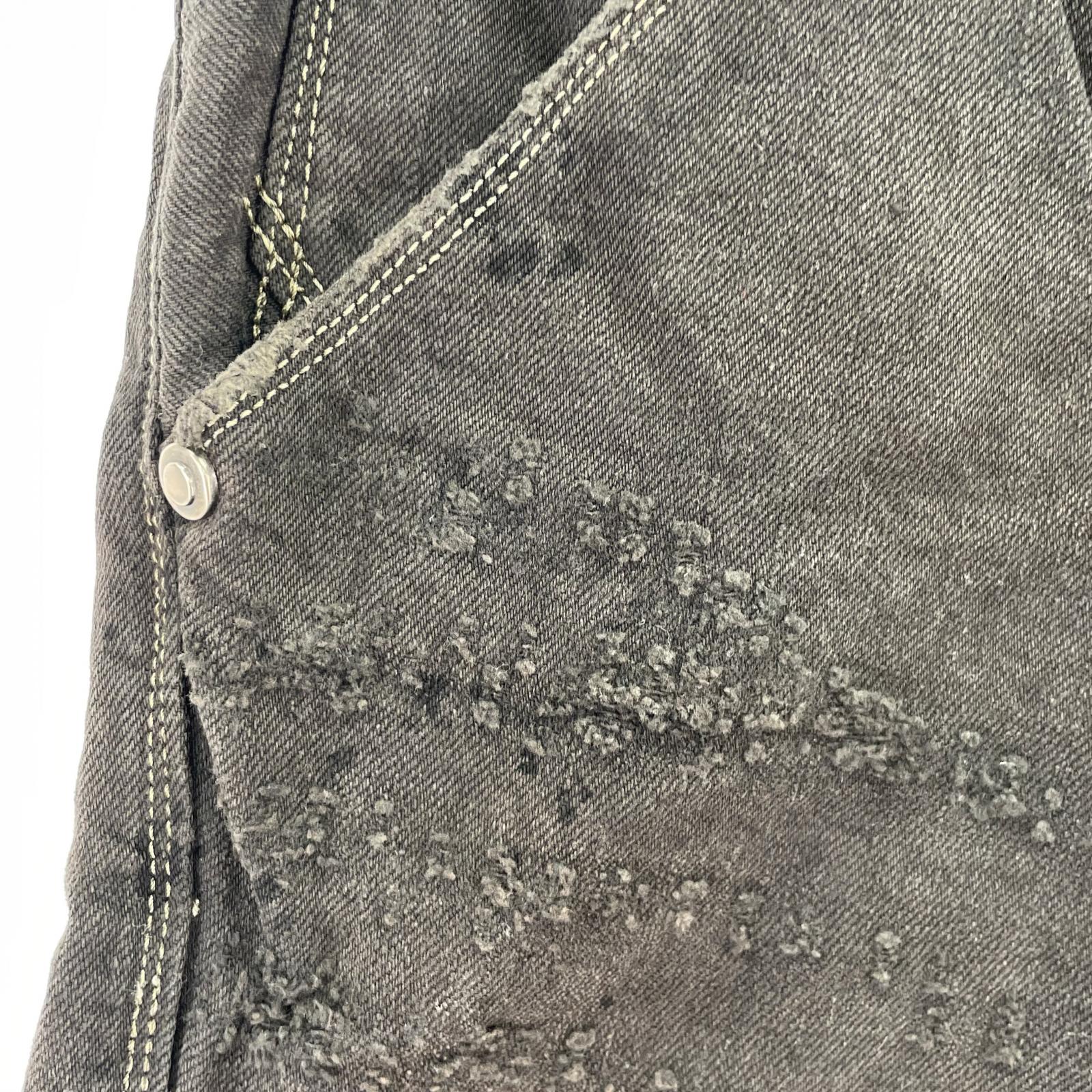 デニムパンツ 00s ENGINEERED JEANS 裾ジップ&ダメージ加工 立体裁断 28 ブラック