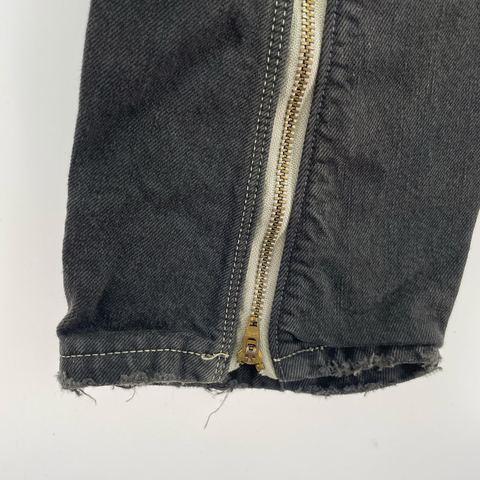 デニムパンツ 00s ENGINEERED JEANS 裾ジップ&ダメージ加工 立体裁断 28 ブラック