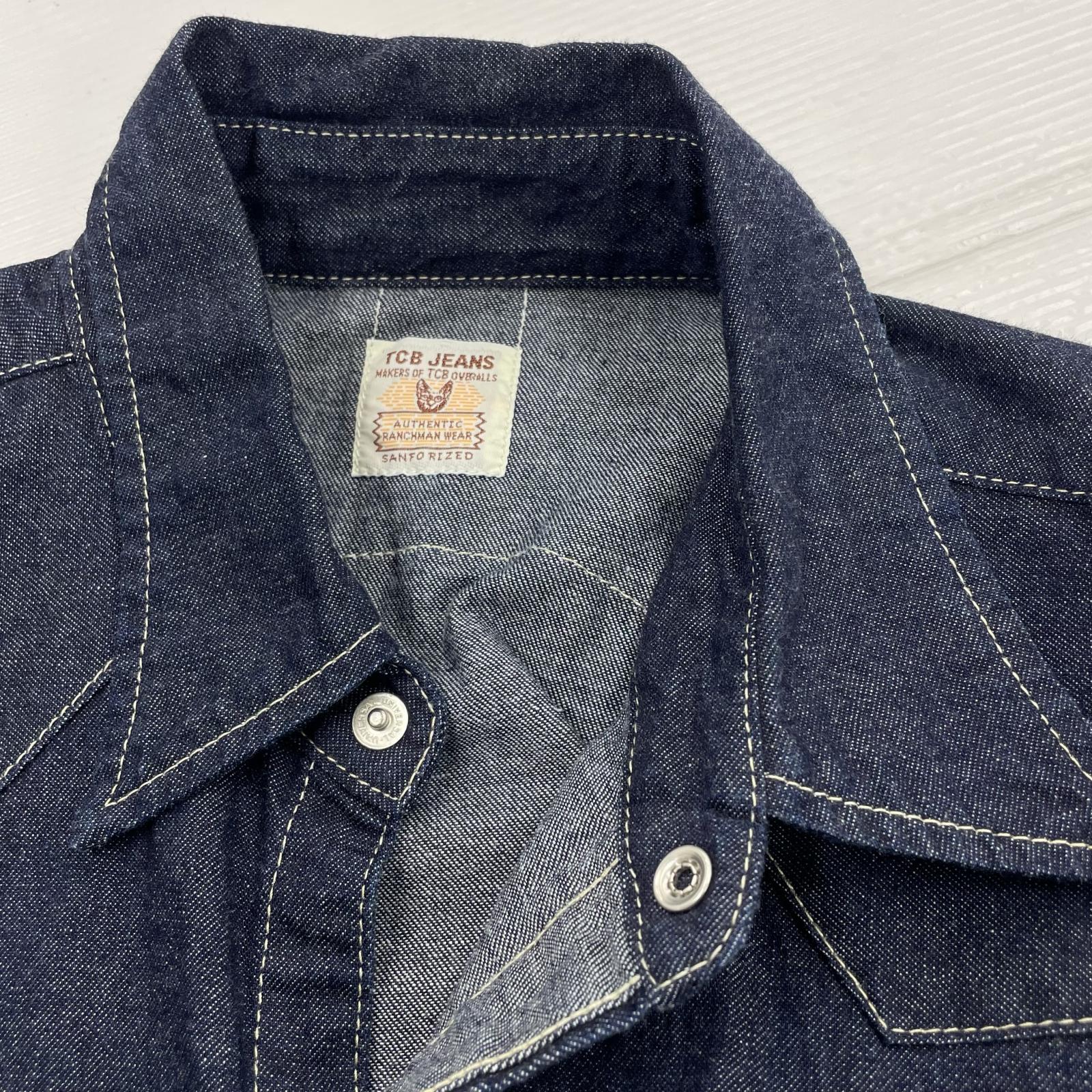 長袖シャツ TBC JEANS ウエスタンデニムシャツ 紺