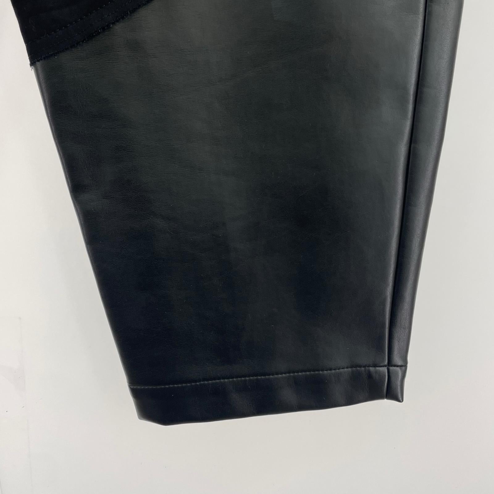 パンツ COMME des GARCONS HOMME PLUS PUレザー切替 ワイドスラックス M ブラック M ネイビー
