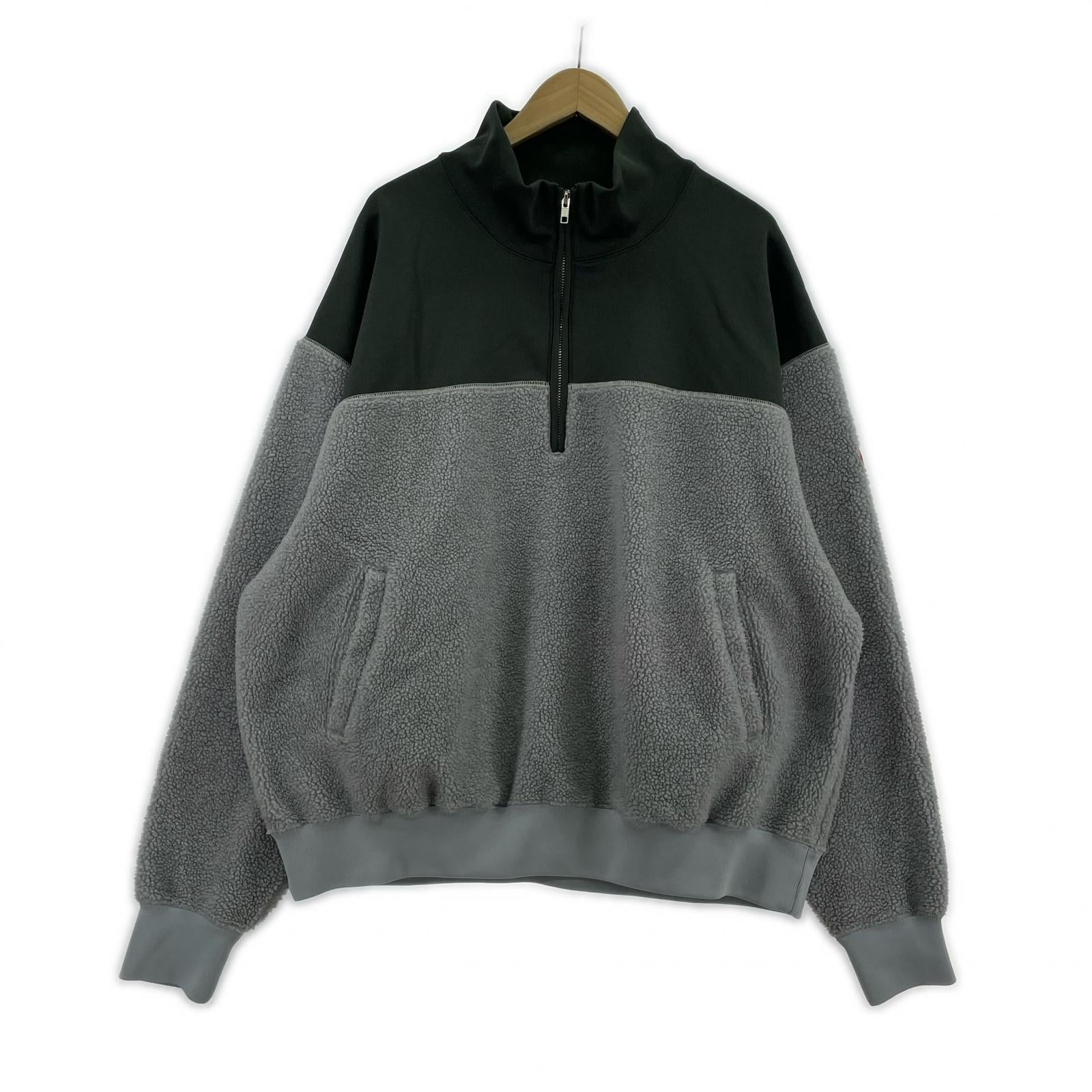 その他アウター ハーフジップ ボアフリース/XL/バイカラー グレー