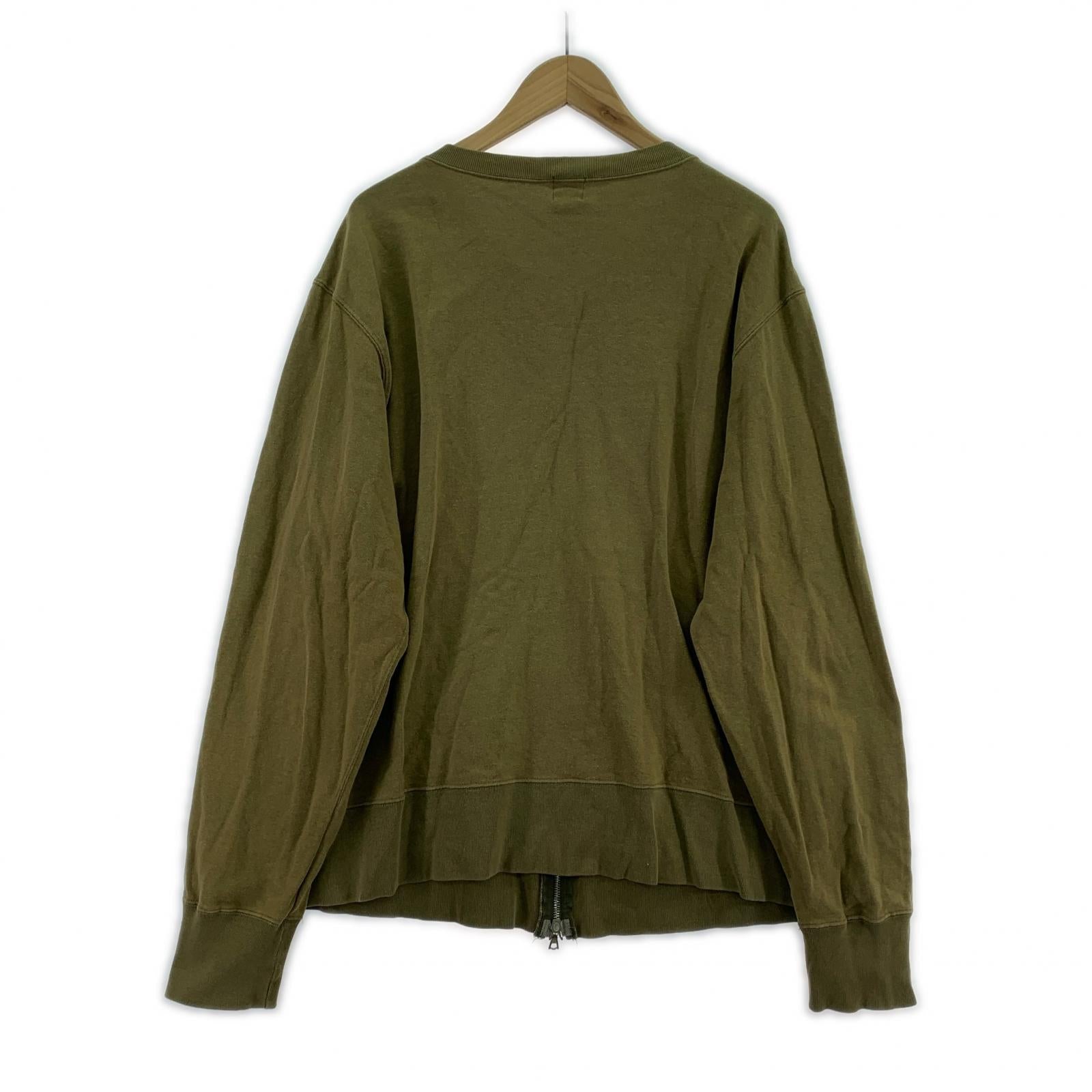 スウェット 90's Olive cotton design zip up sweat L