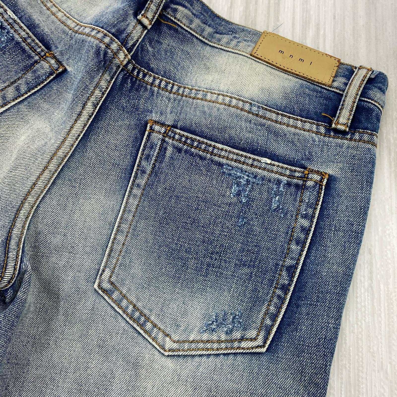 デニムパンツ ダメージ加工 30 30 ブルー