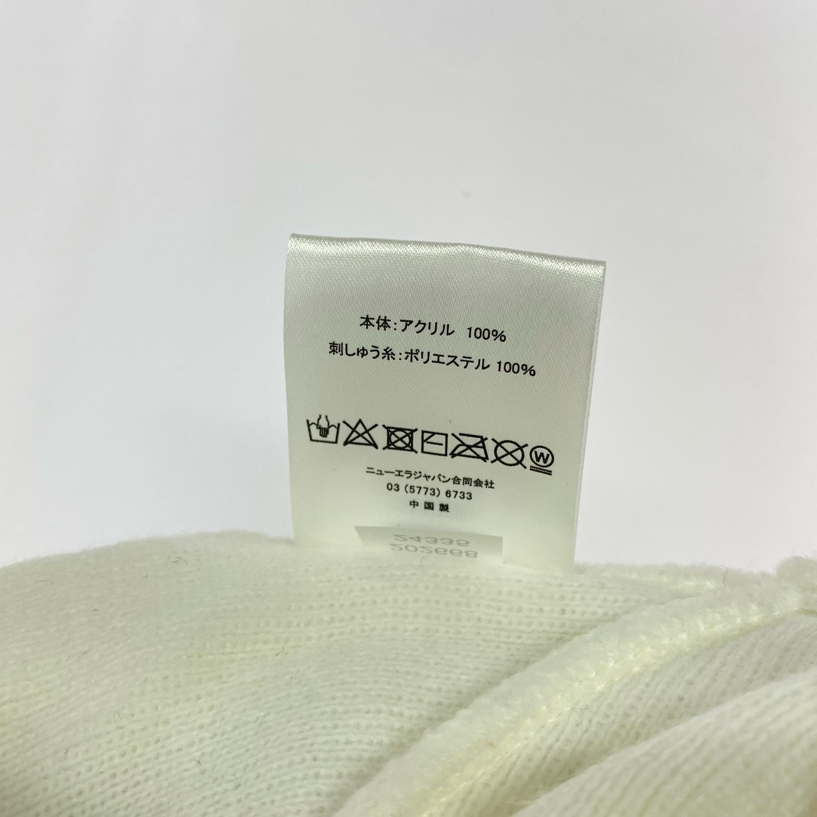 ニットキャップ ×Hood ワッペン 白 ホワイト