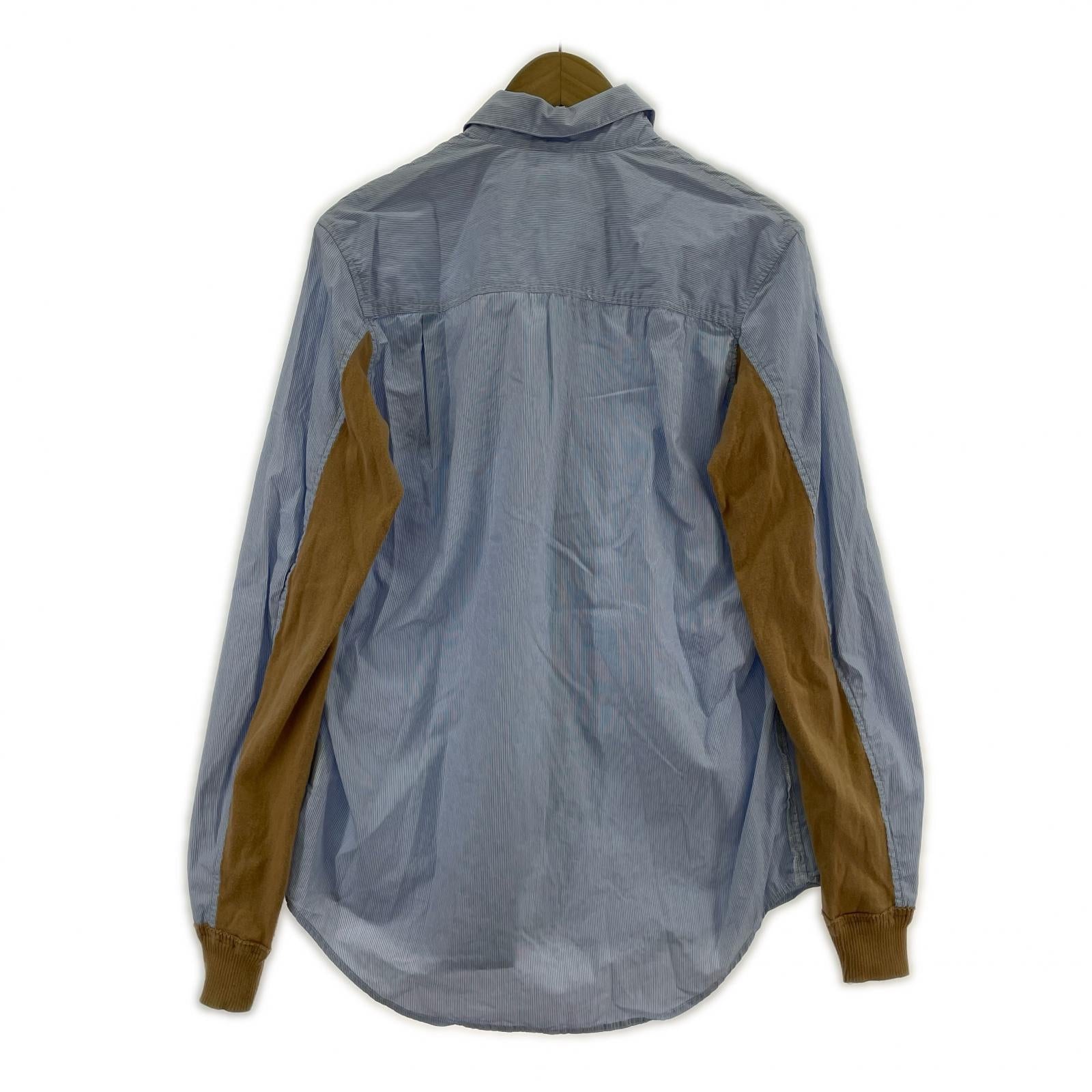 長袖シャツ 16AW 内袖カフスニット ストライプシャツ 2 2 ブルー